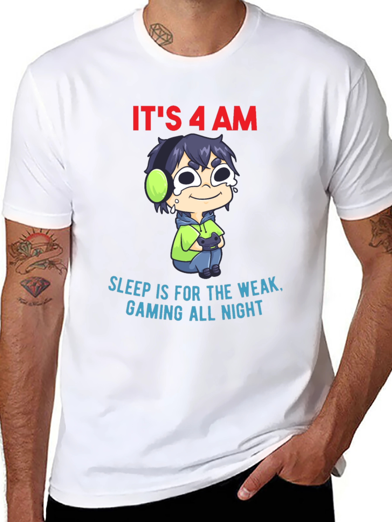 Black It's 4 AM Gaming All Night T-Shirt view 8