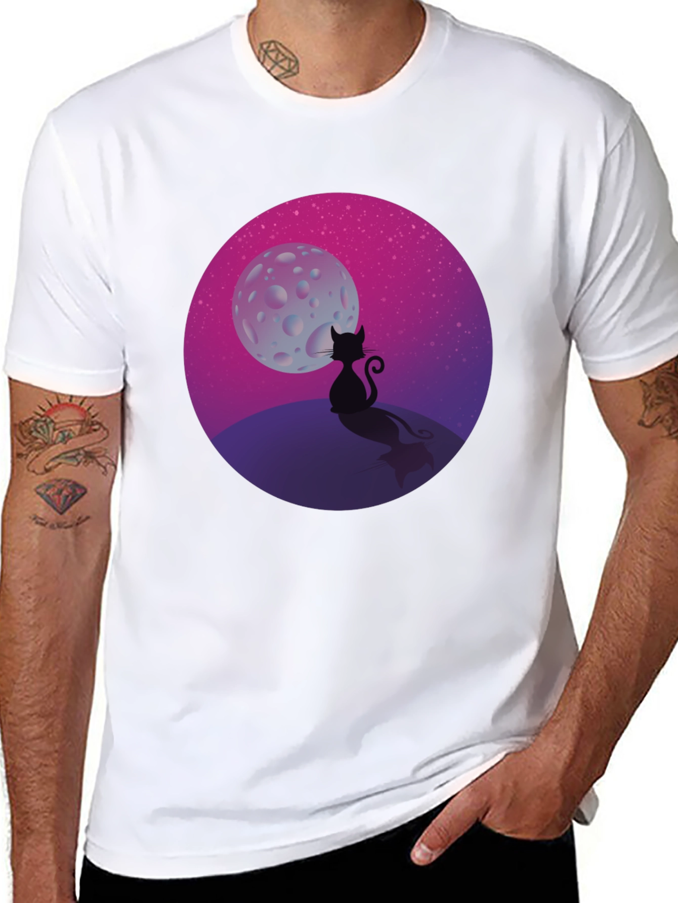 Black Black Cat Moon T-Shirt view 8