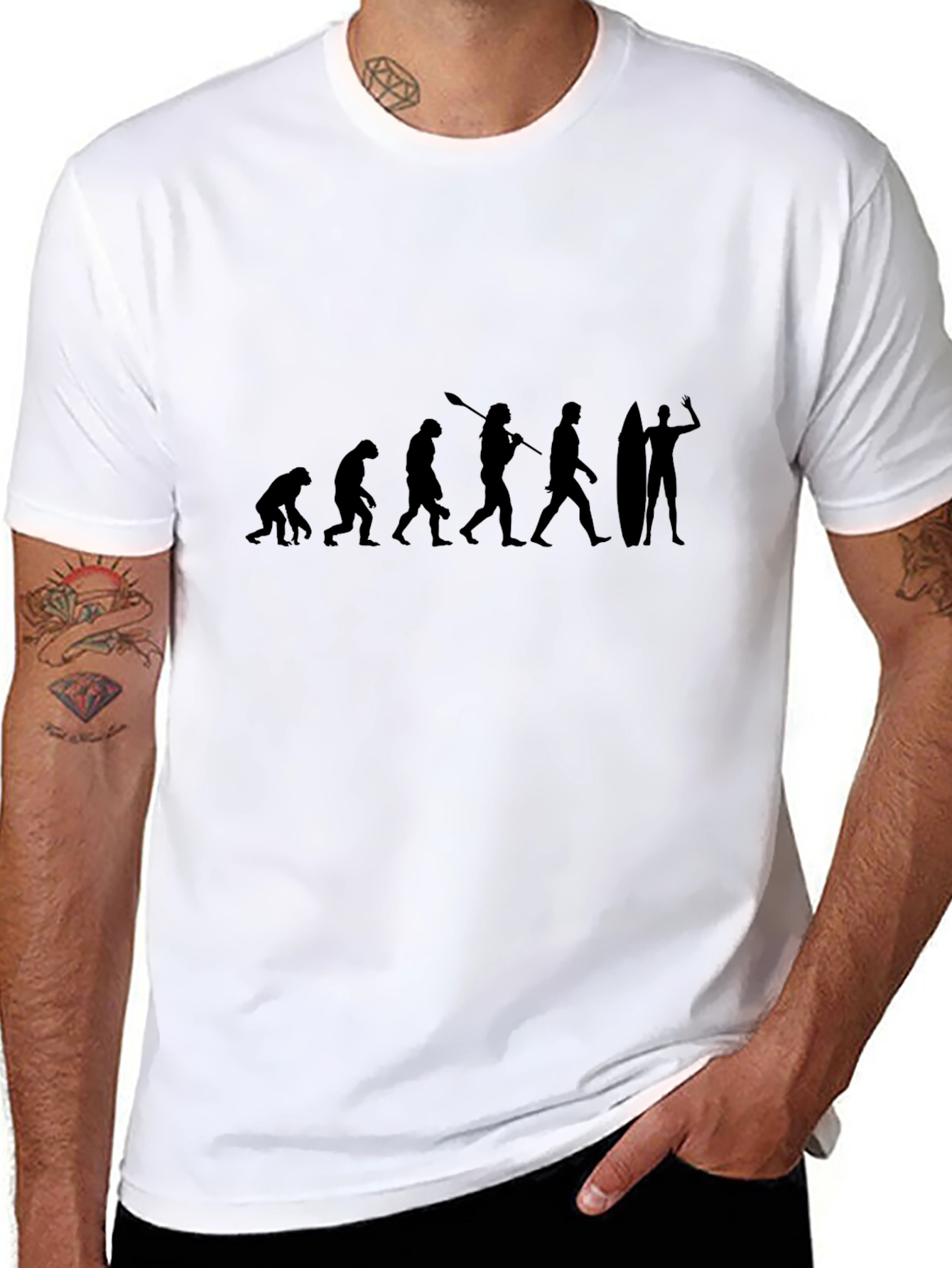 Black Evolution of Surfing Black T-Shirt view 8