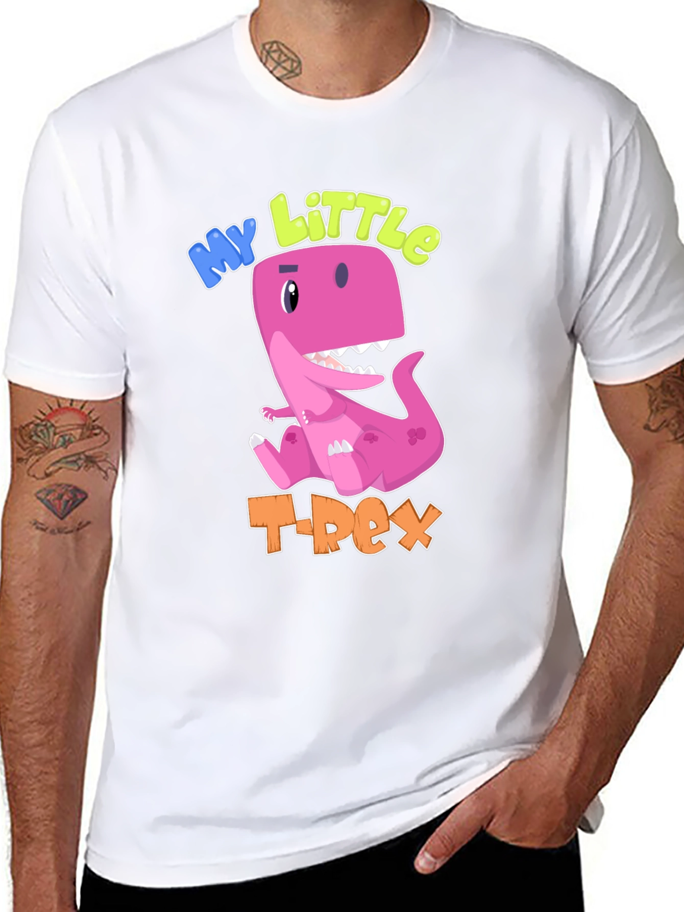 Black My Little T-Rex Black Cotton T-Shirt view 8