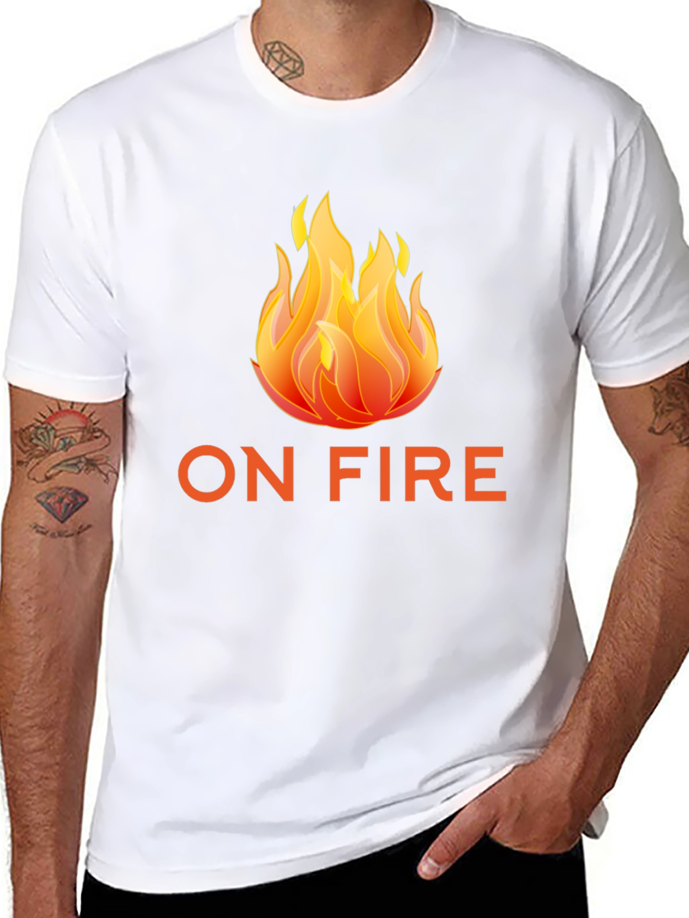 Black On Fire Graphic Tee - Black Short Sleeve T-Shirt view 8