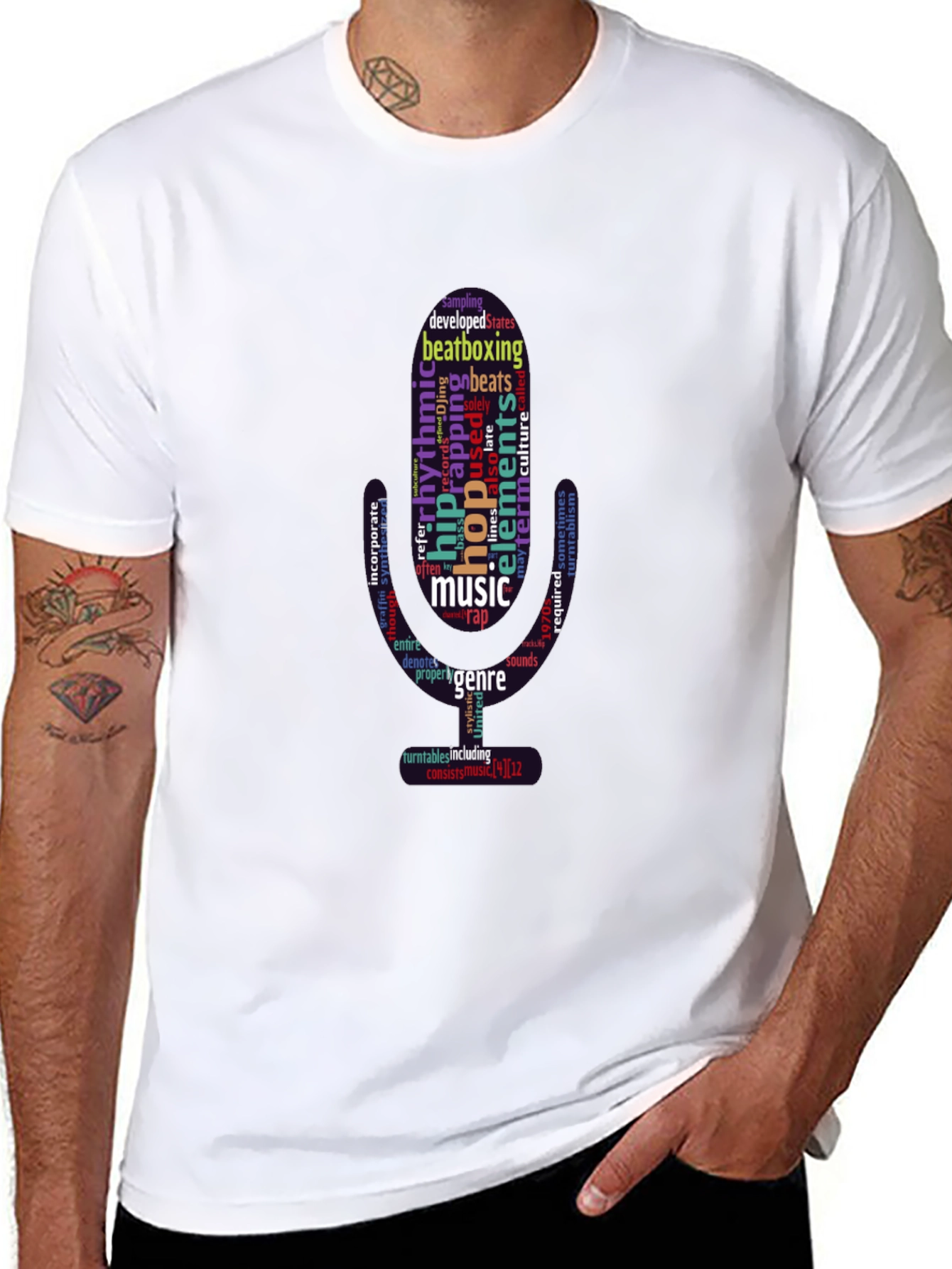 Black Hip Hop Music Word Art T-Shirt view 8