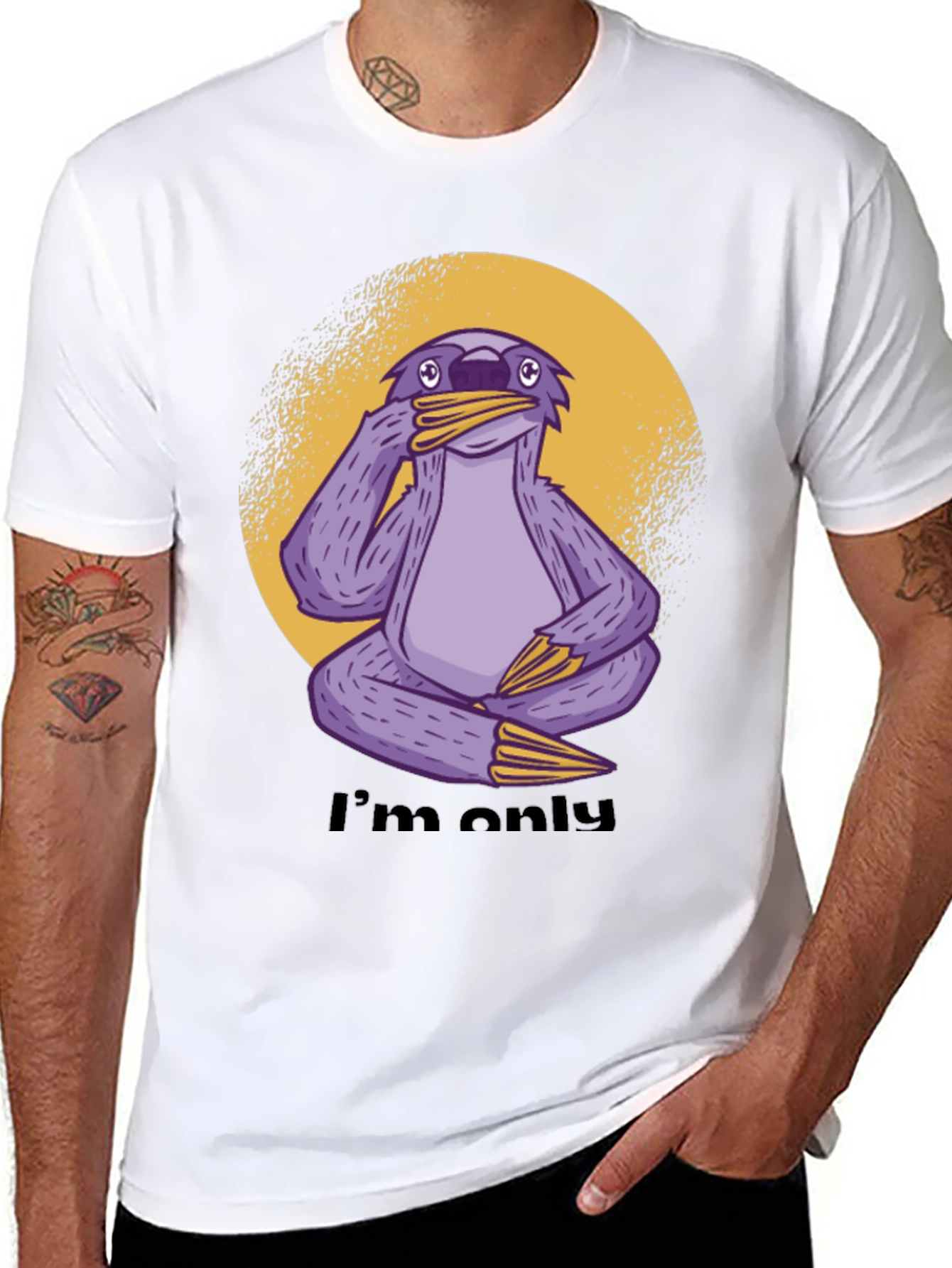 Black Funny Sloth Graphic T-Shirt - I'm Only... view 8