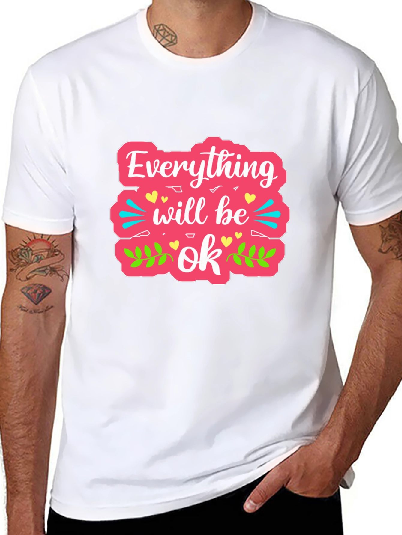 Black Everything Will Be Ok Graphic Tee view 8