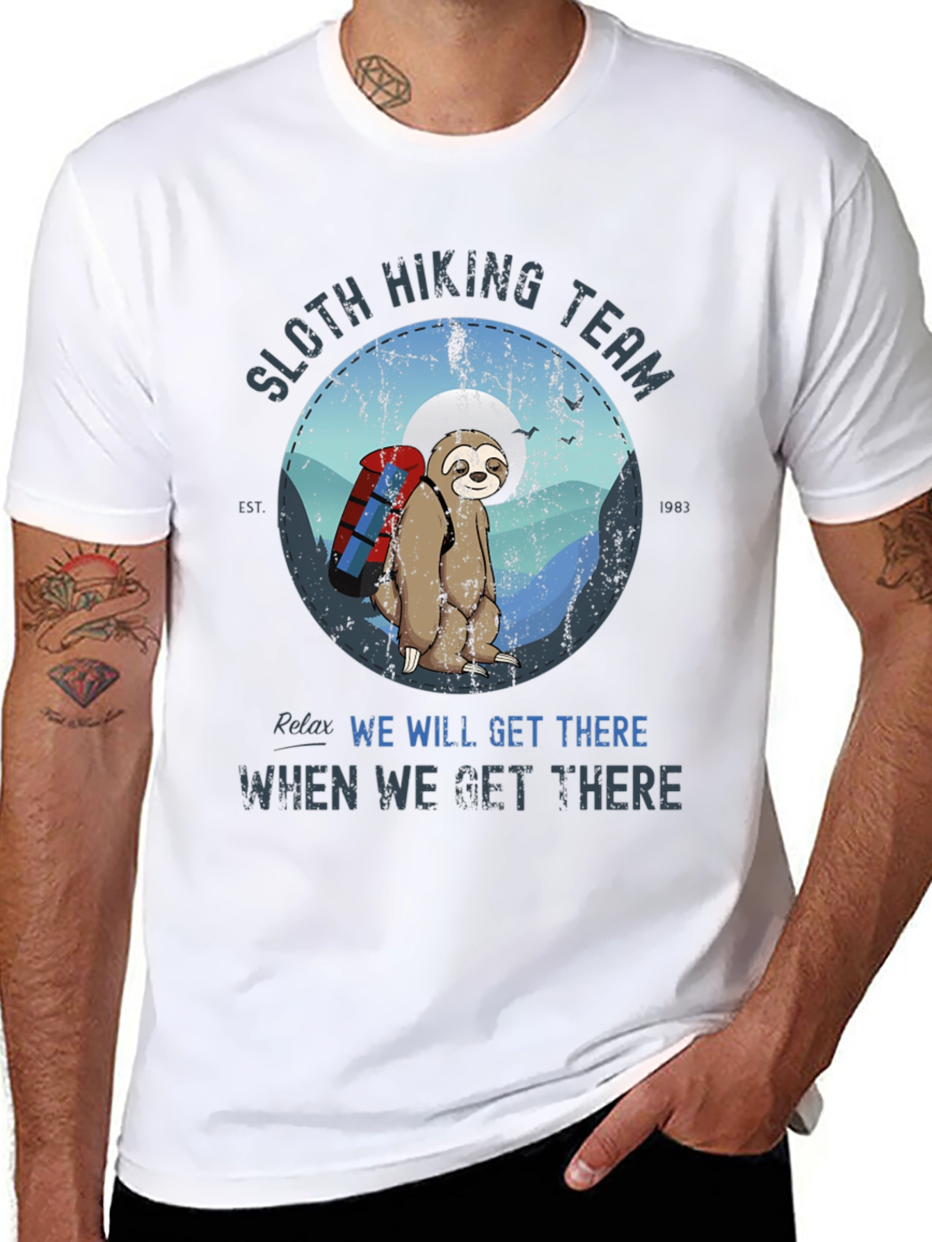 Black Sloth Hiking Team T-Shirt - Relaxed Hiking Apparel view 8