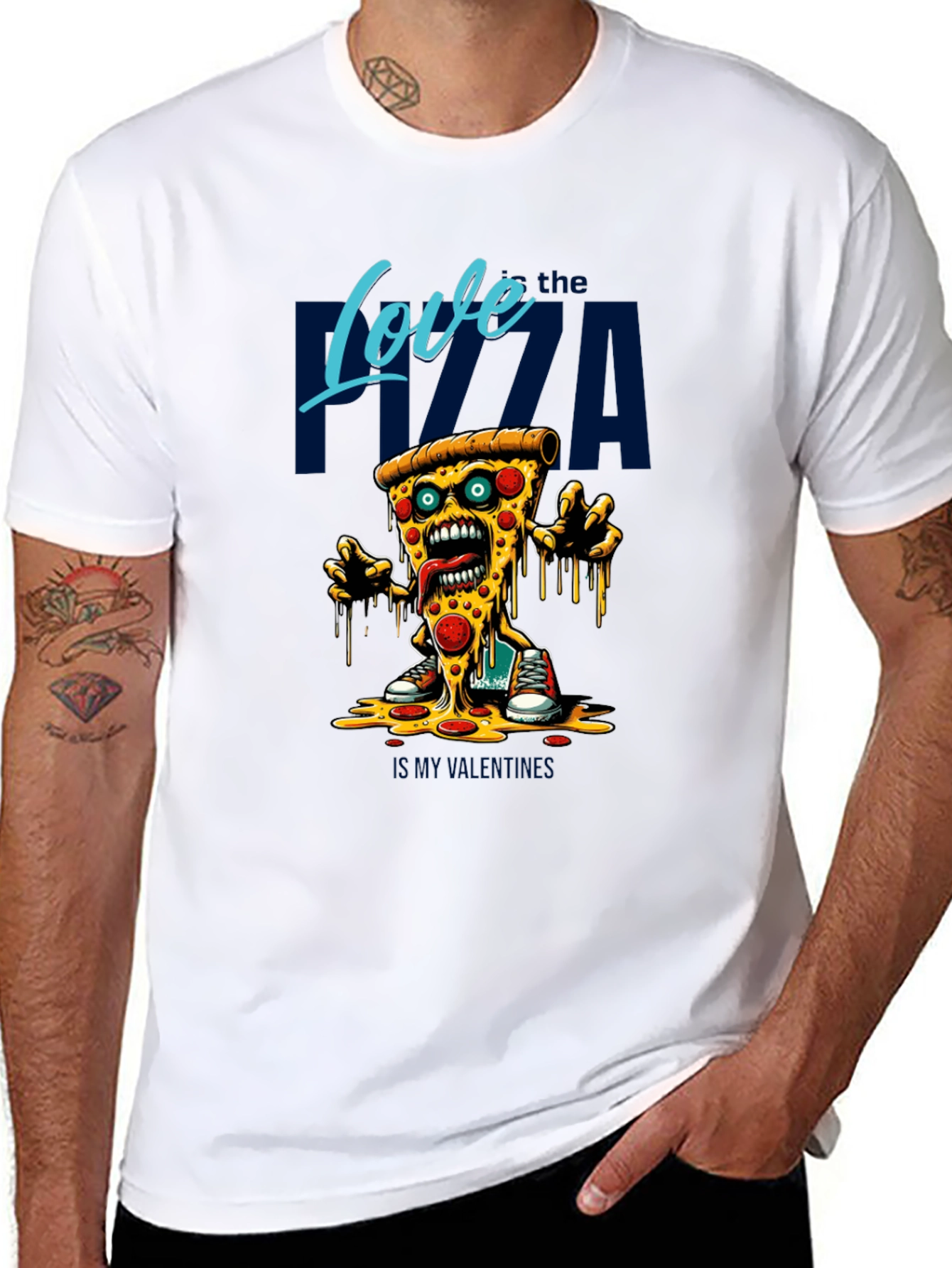 Black Love the Pizza Graphic T-Shirt - Fun Foodie Tee view 8