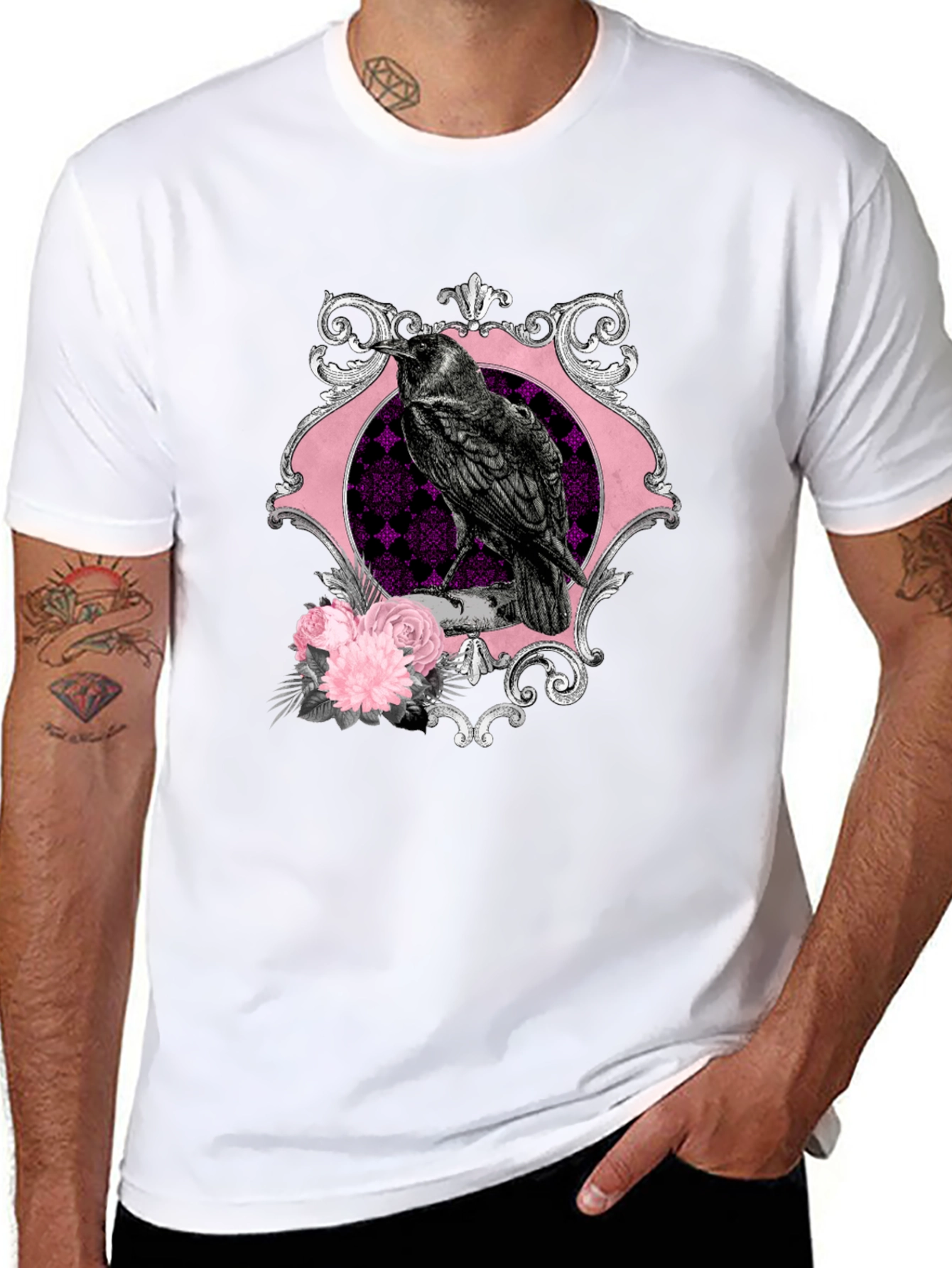 Black Raven & Roses Graphic Tee - Gothic Style view 8