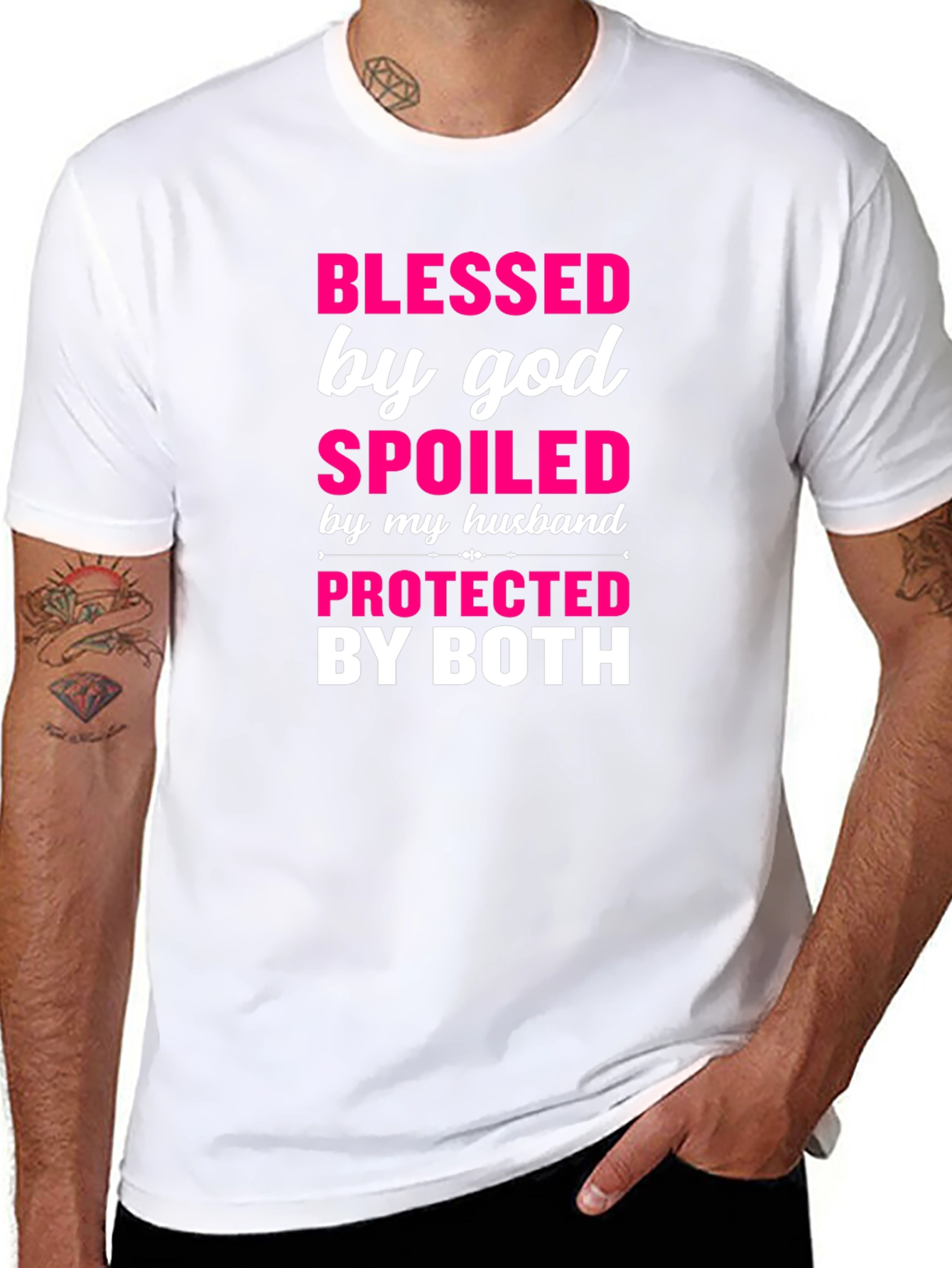 Black Blessed Spoiled Protected Graphic Tee view 8