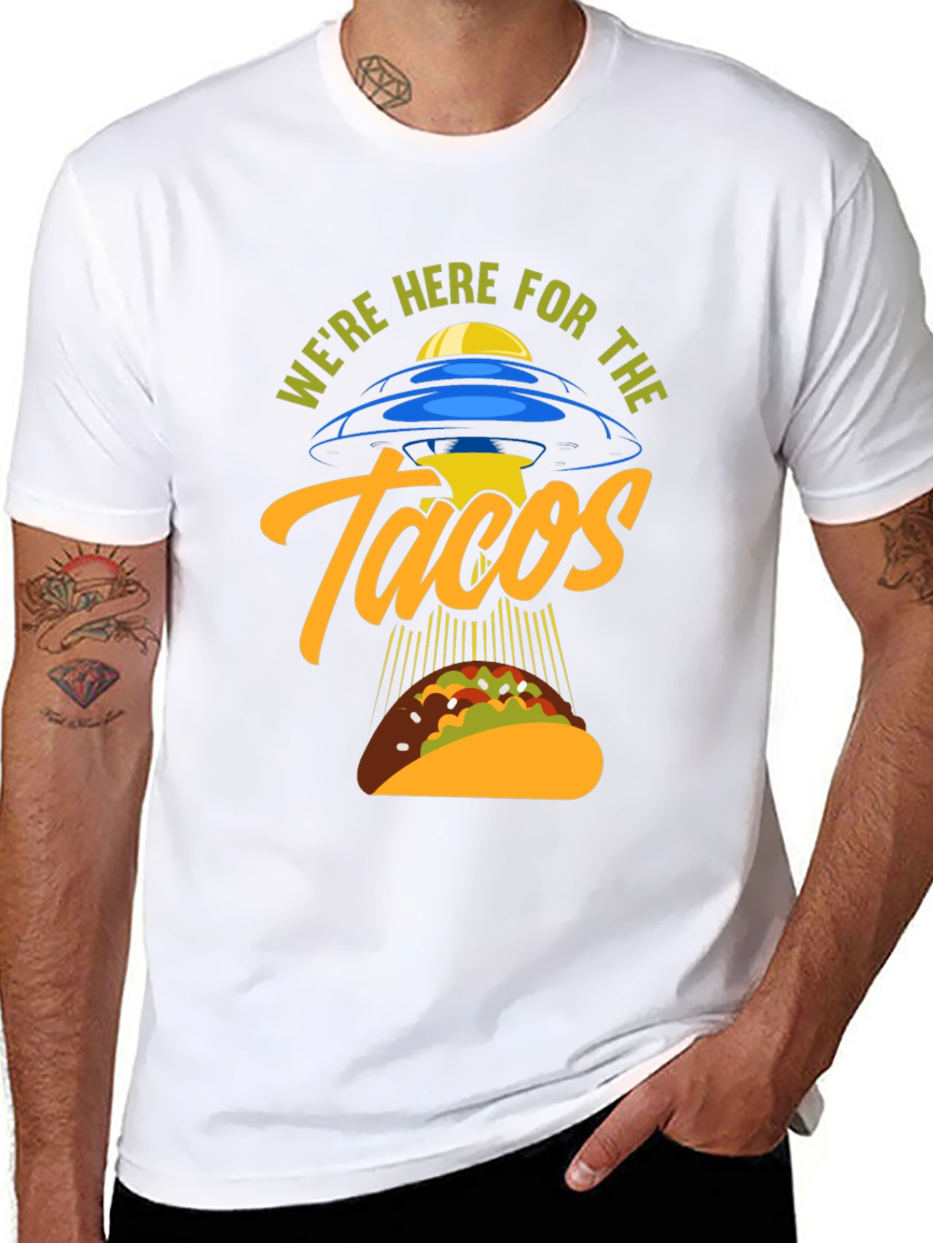 Black We're Here For The Tacos Black T-Shirt view 8