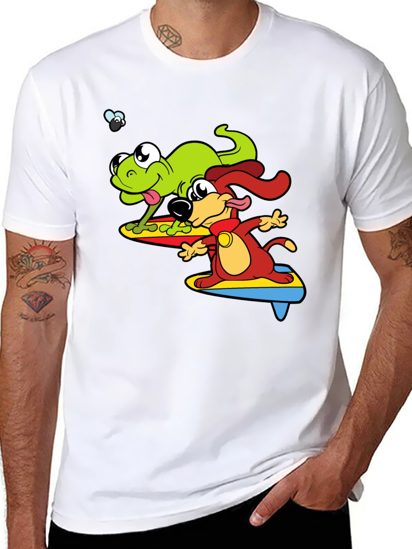 Black Surf's Up! Frog & Dog Graphic Tee view 8