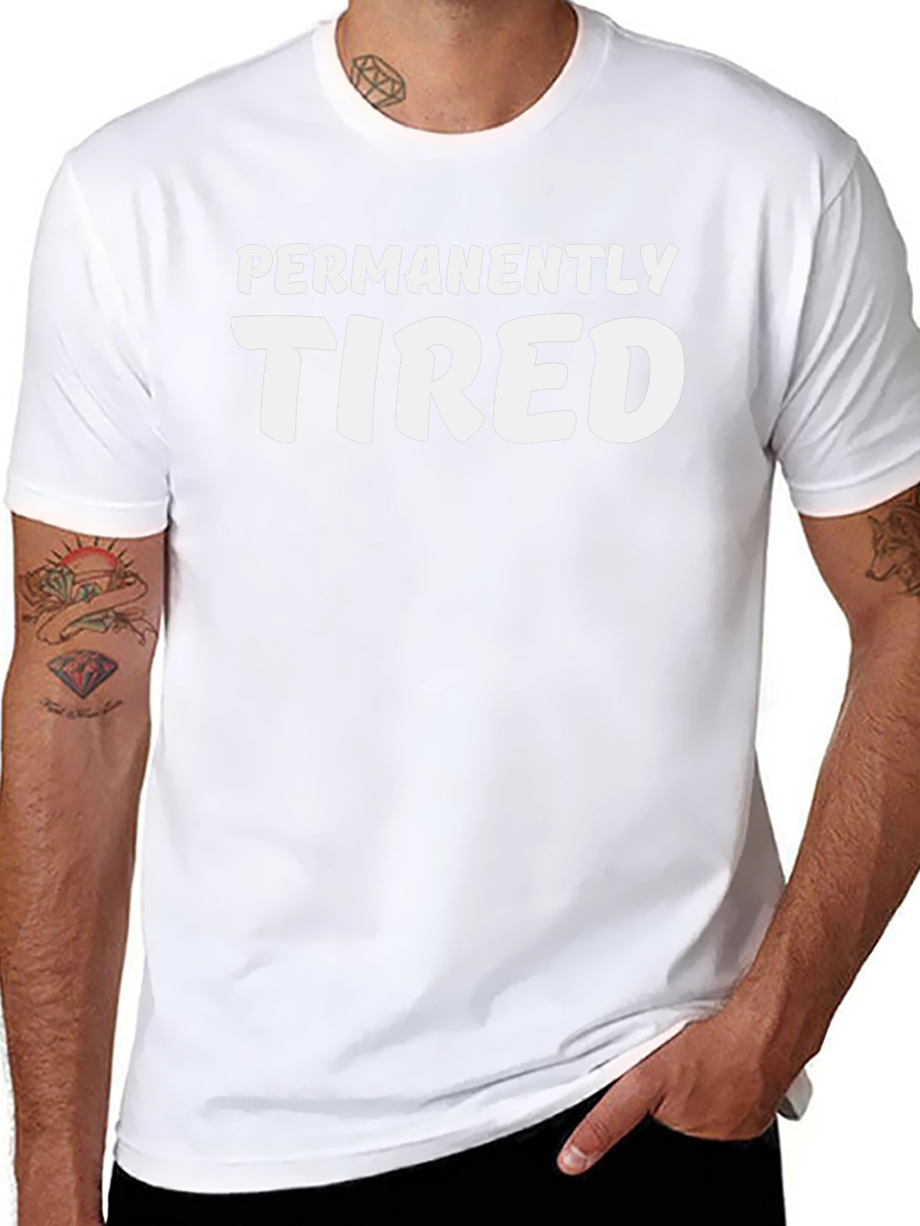 Black Permanently Tired Black Graphic Tee view 8