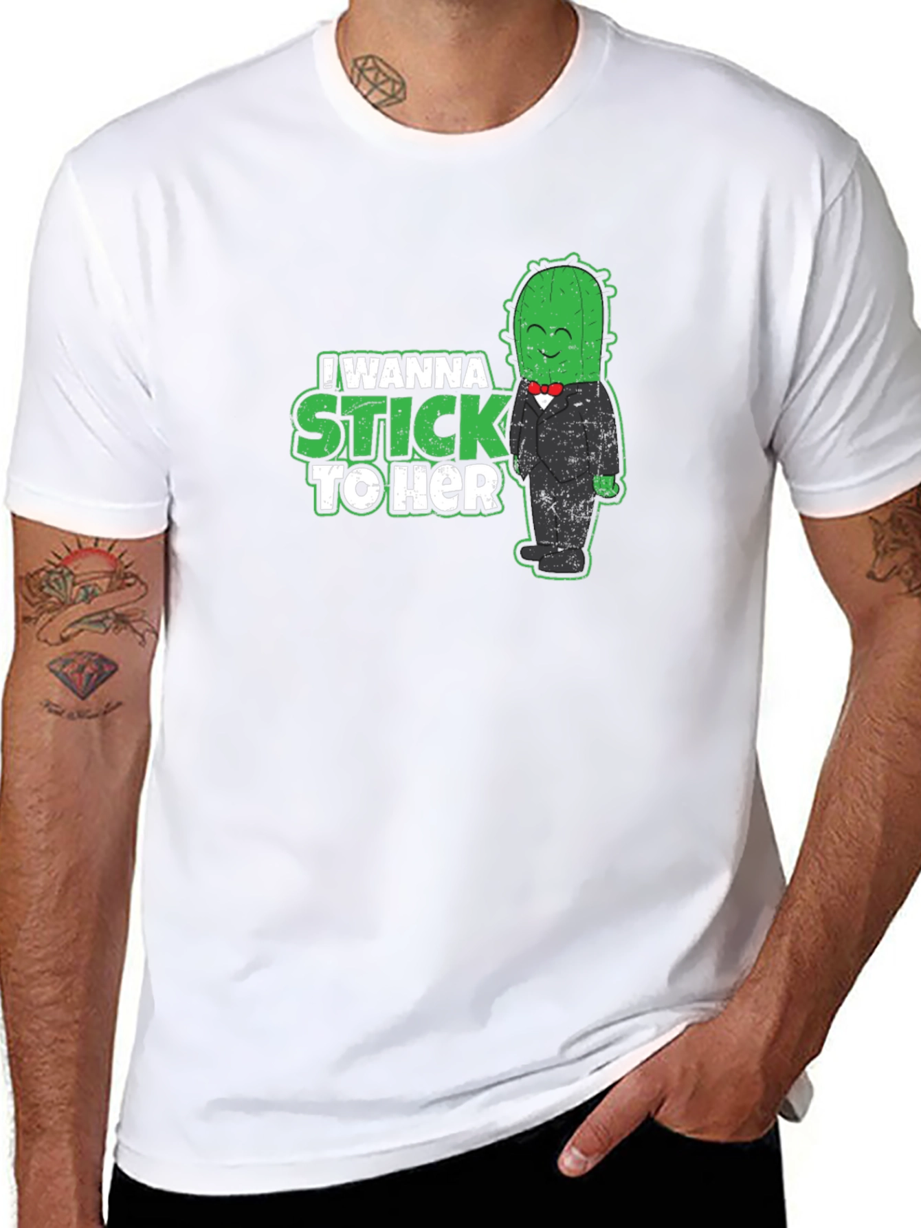 Black I Wanna Stick To Her - Cactus T-Shirt view 8