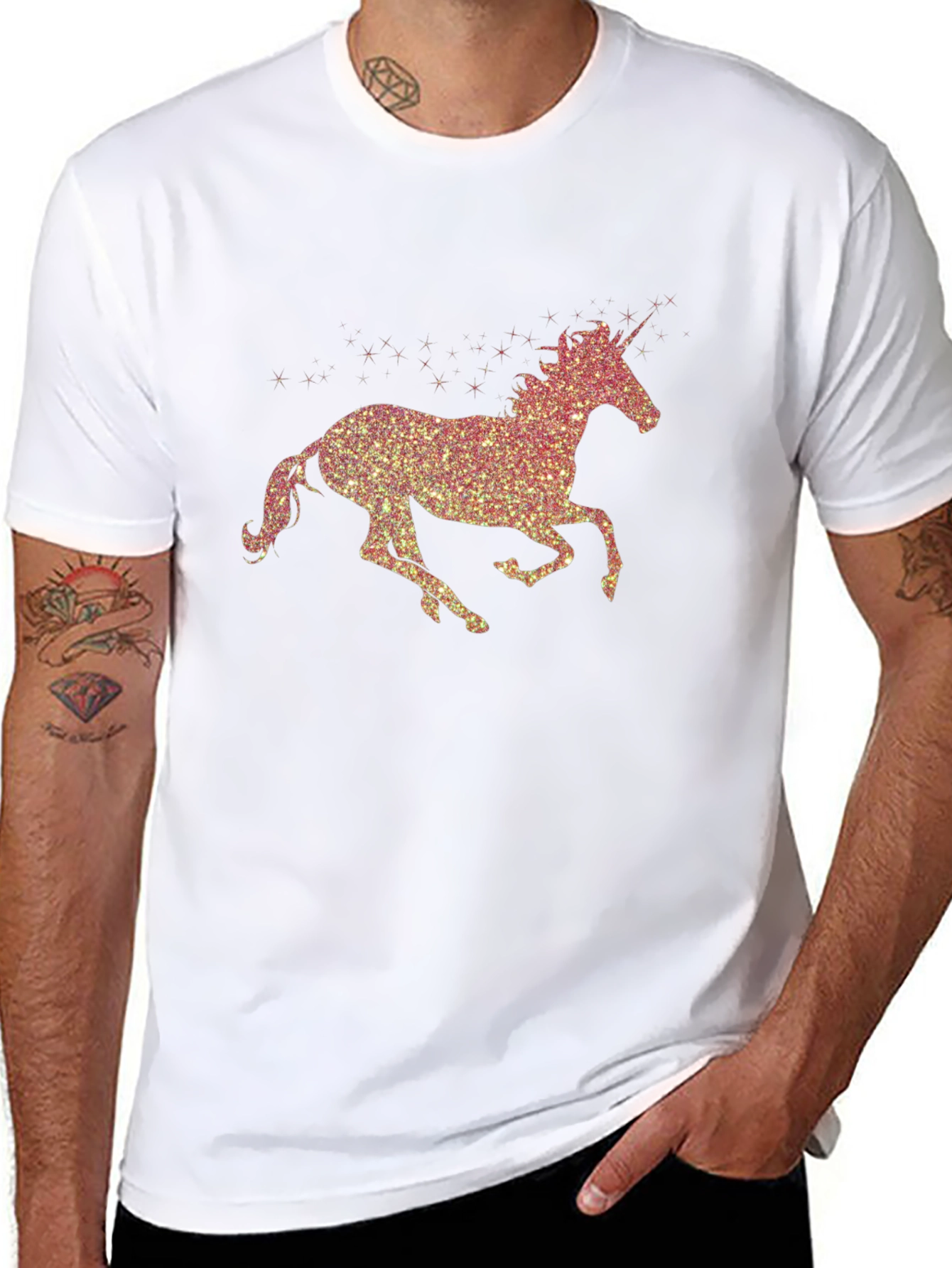 Black Unicorn Sparkle T-Shirt - Men's Black Tee view 8