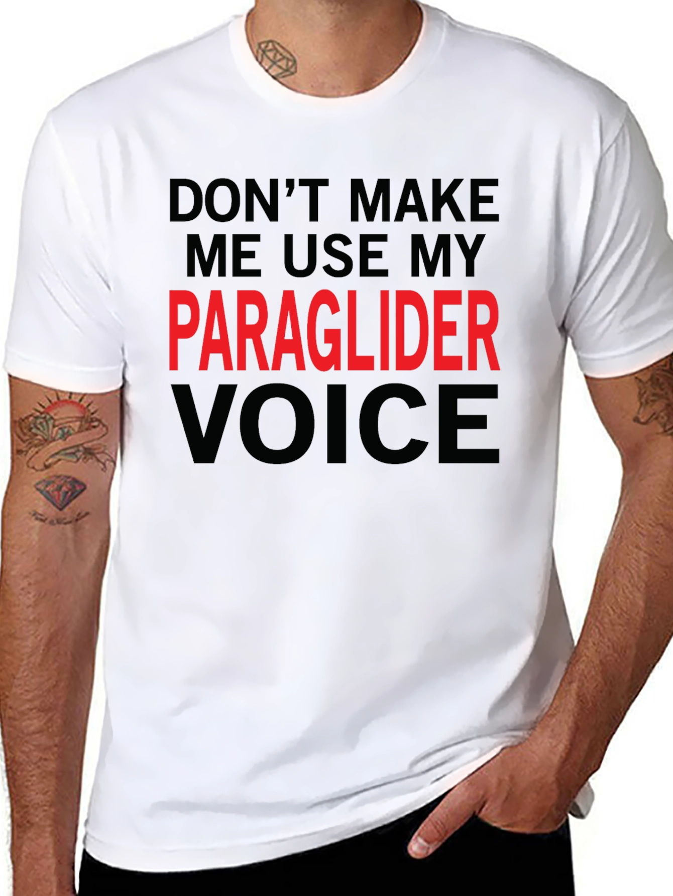 Black Paraglider Voice T-Shirt - Funny Aviation Tee view 8