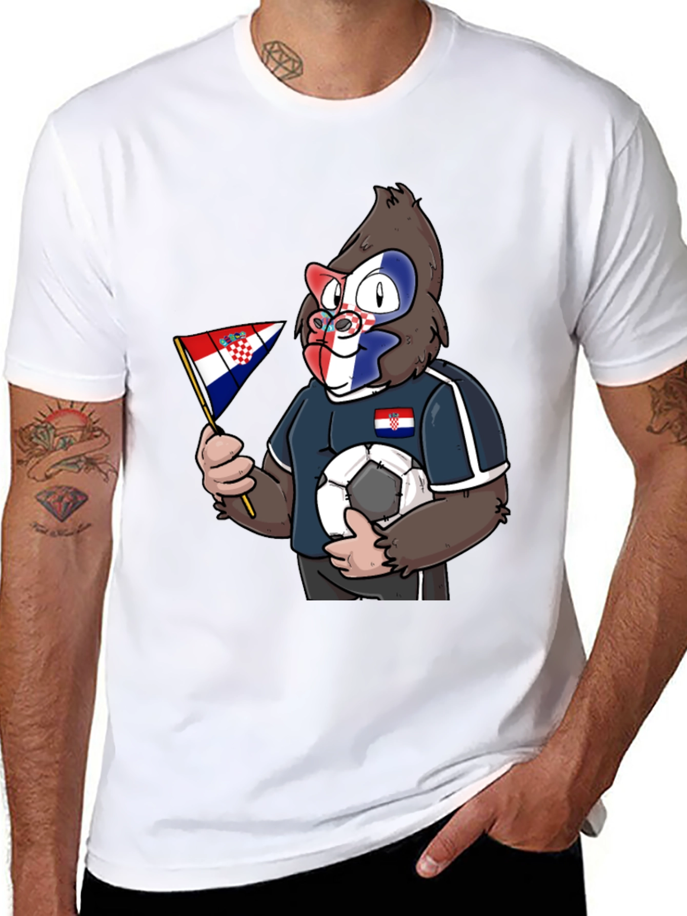 Black Croatian Soccer Gorilla Black T-Shirt view 8