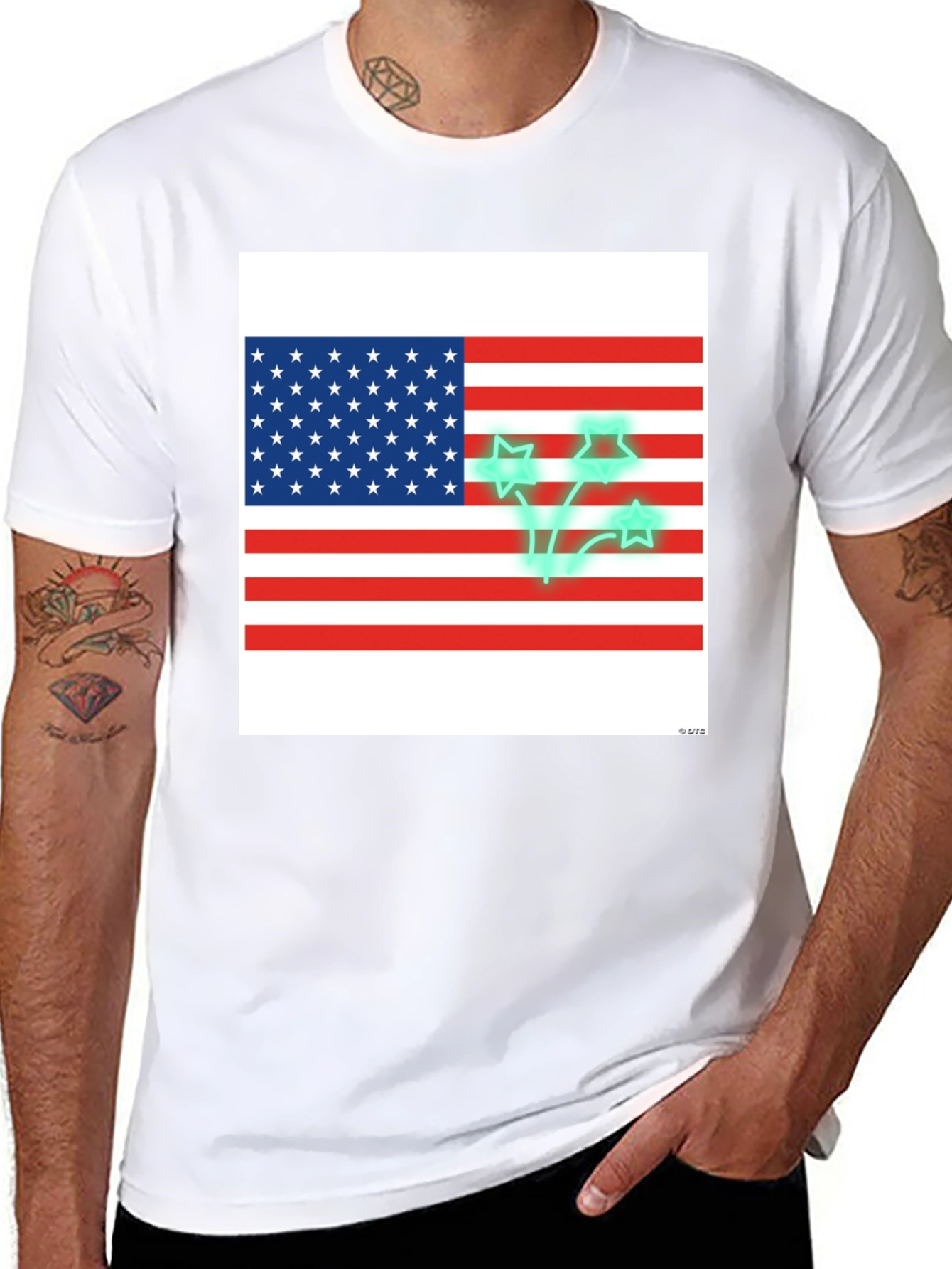 Black American Flag Stars Graphic T-Shirt view 8