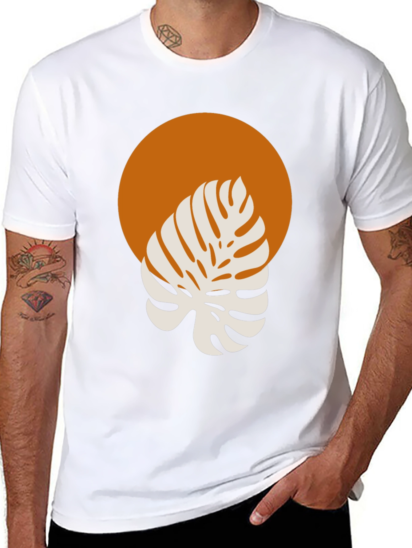 Black Monstera Graphic Tee - Modern Tropical Style view 8