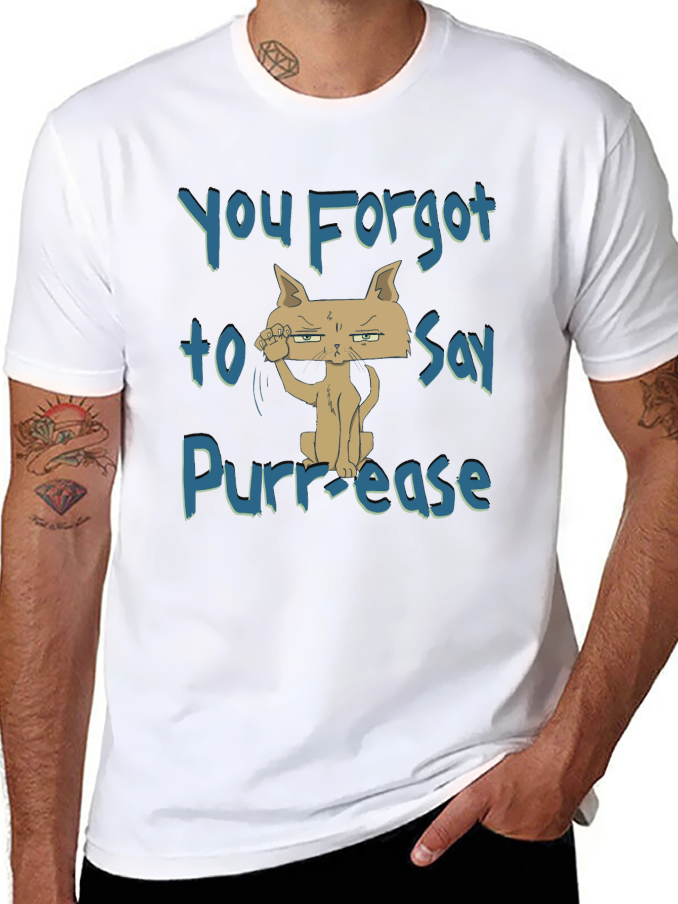 Black Funny Cat T-Shirt: You Forgot to Say Purr-ease! view 8