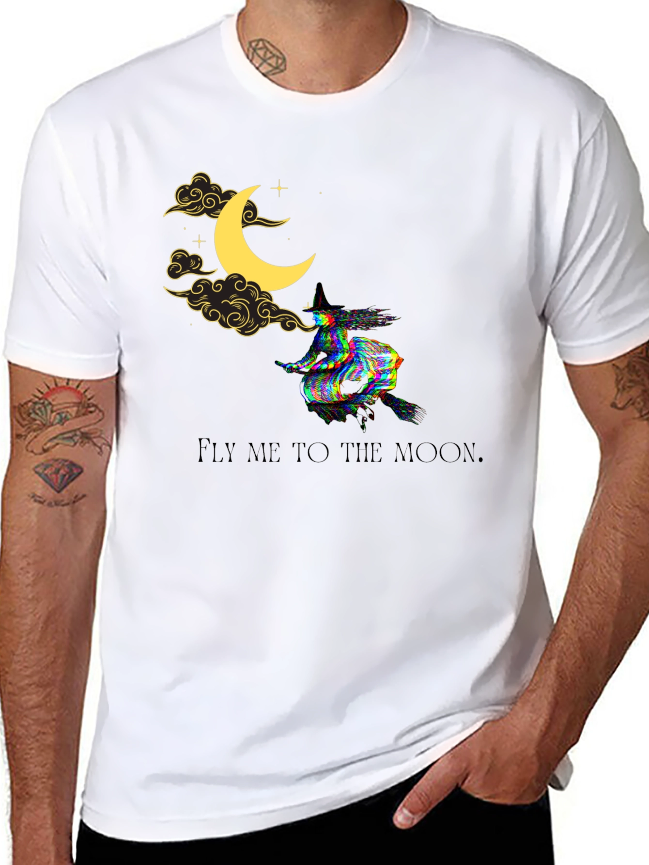 Black Fly Me to the Moon Witch Graphic Tee view 8