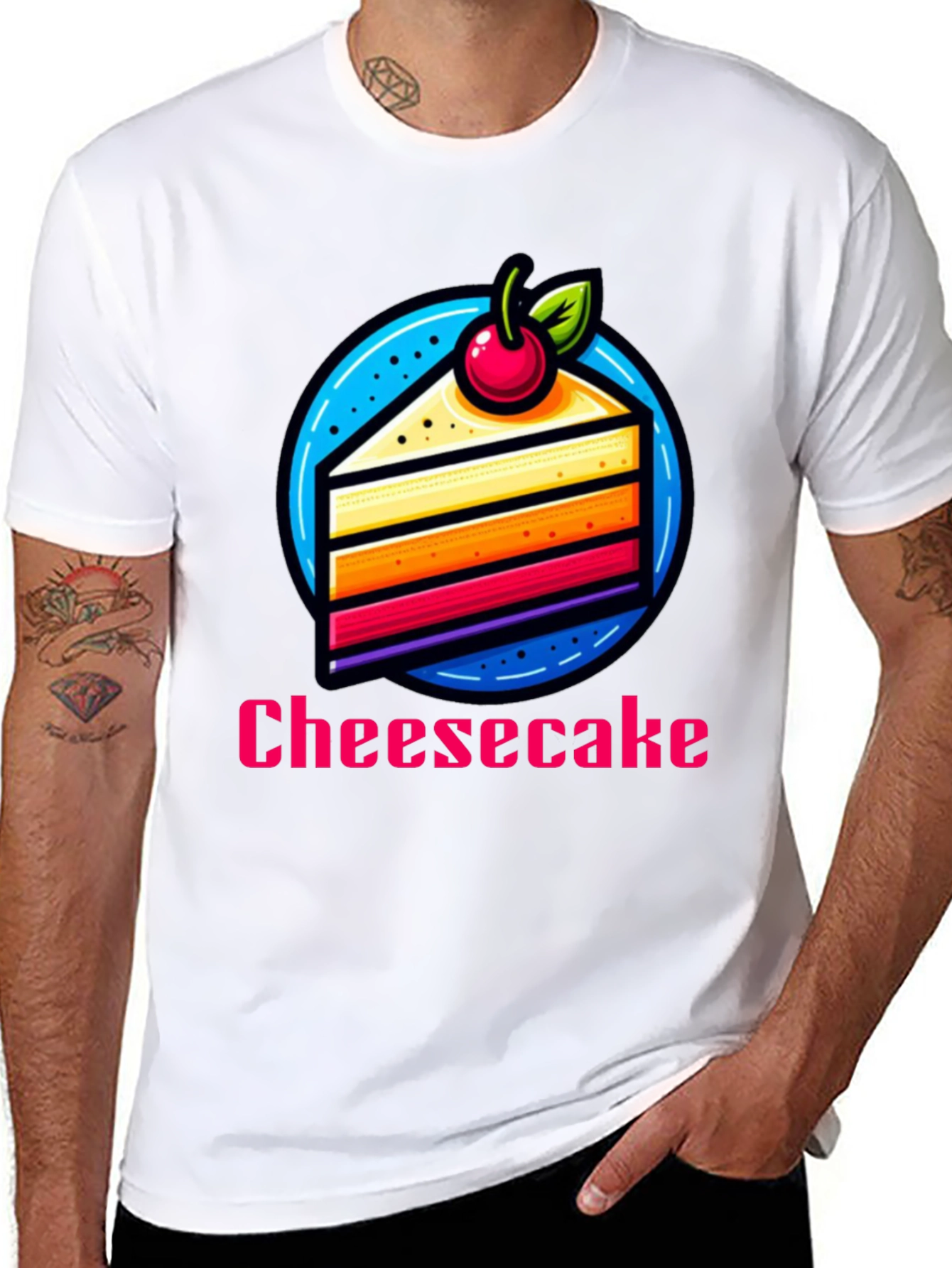 Black Cheesecake Slice Graphic T-Shirt - Fun Dessert Tee view 8