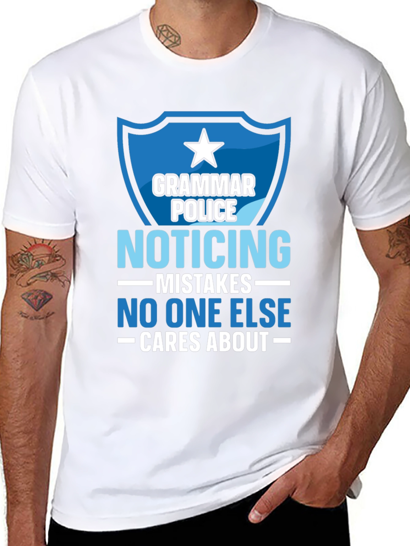 Black Grammar Police Novelty Graphic Tee view 8