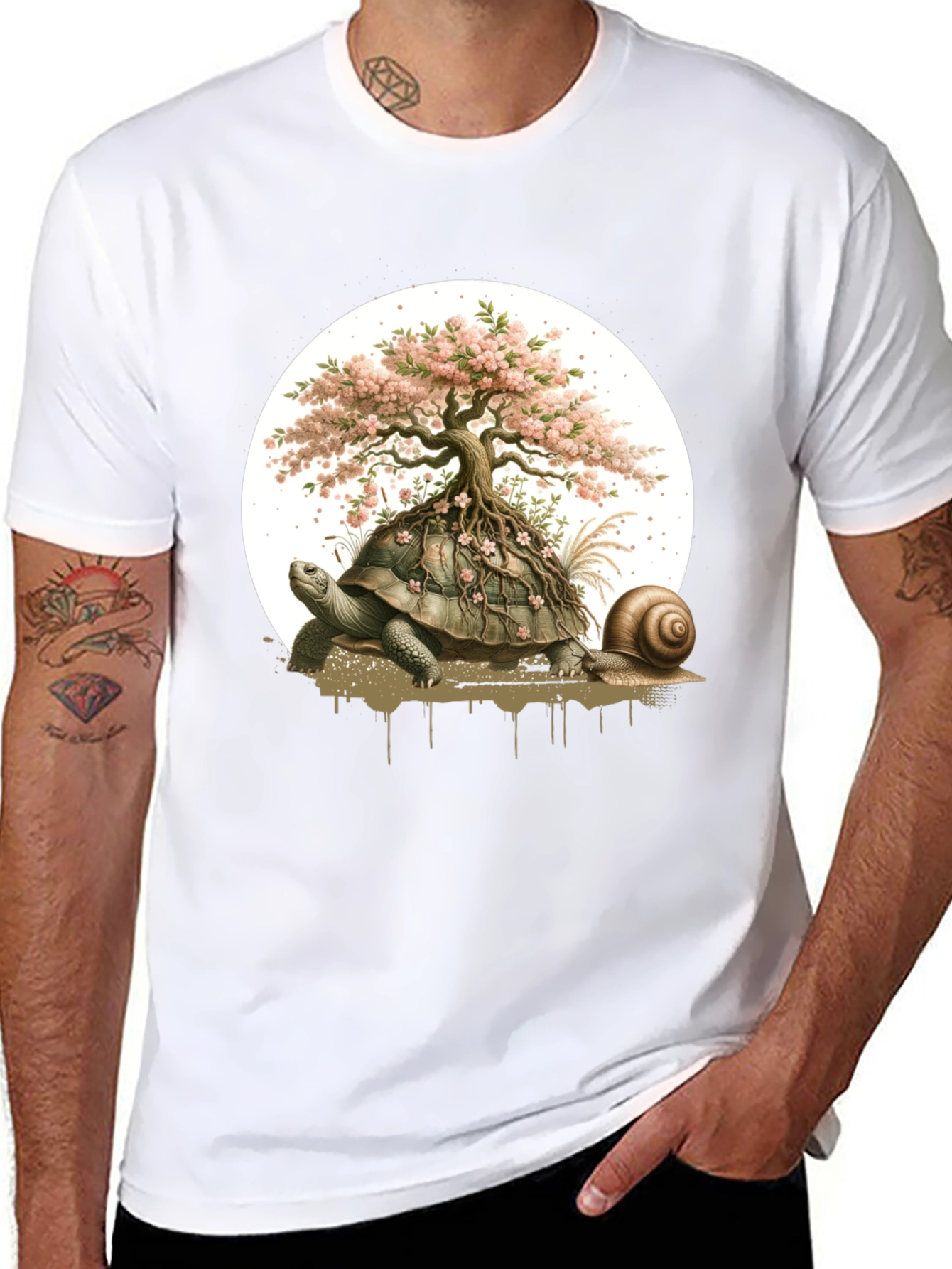 Black Turtle Bonsai Tree Graphic Tee - Unique Nature Design view 8
