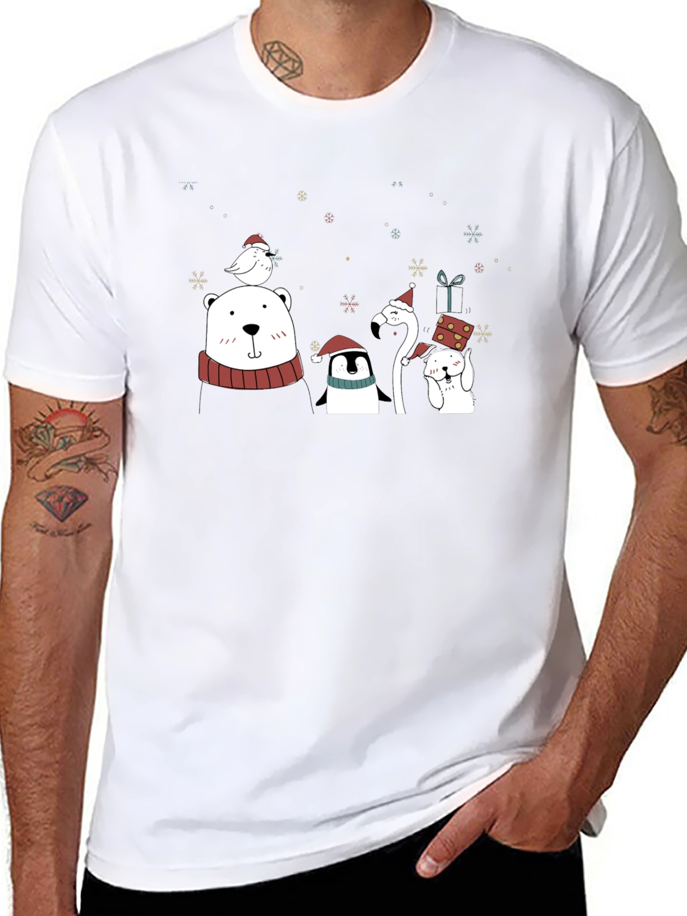 Festive Holiday Animals Graphic T-Shirt - 8