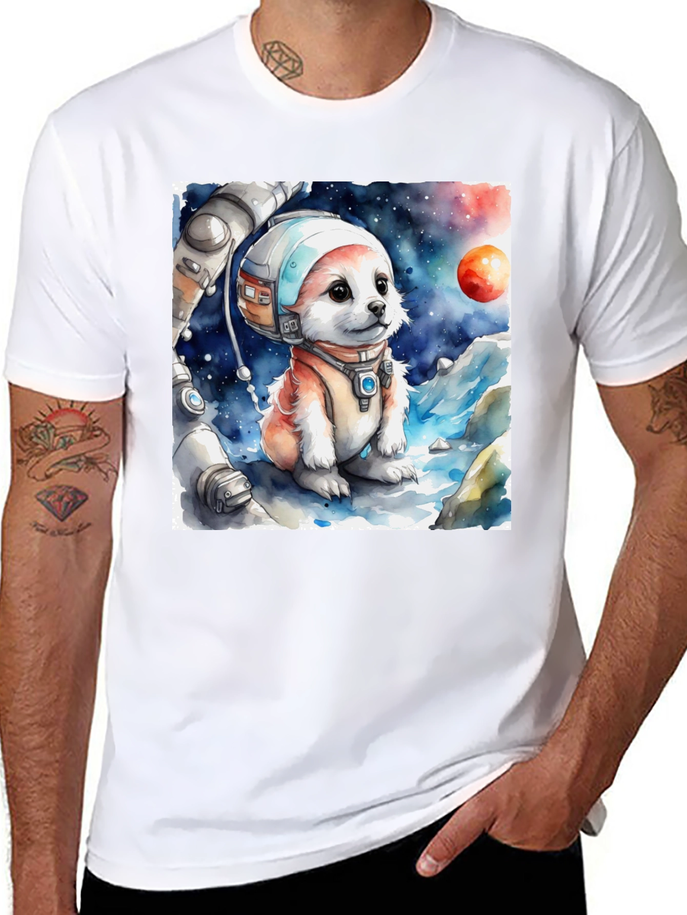 Black Astronaut Puppy Graphic Tee - Space Pup Shirt view 8