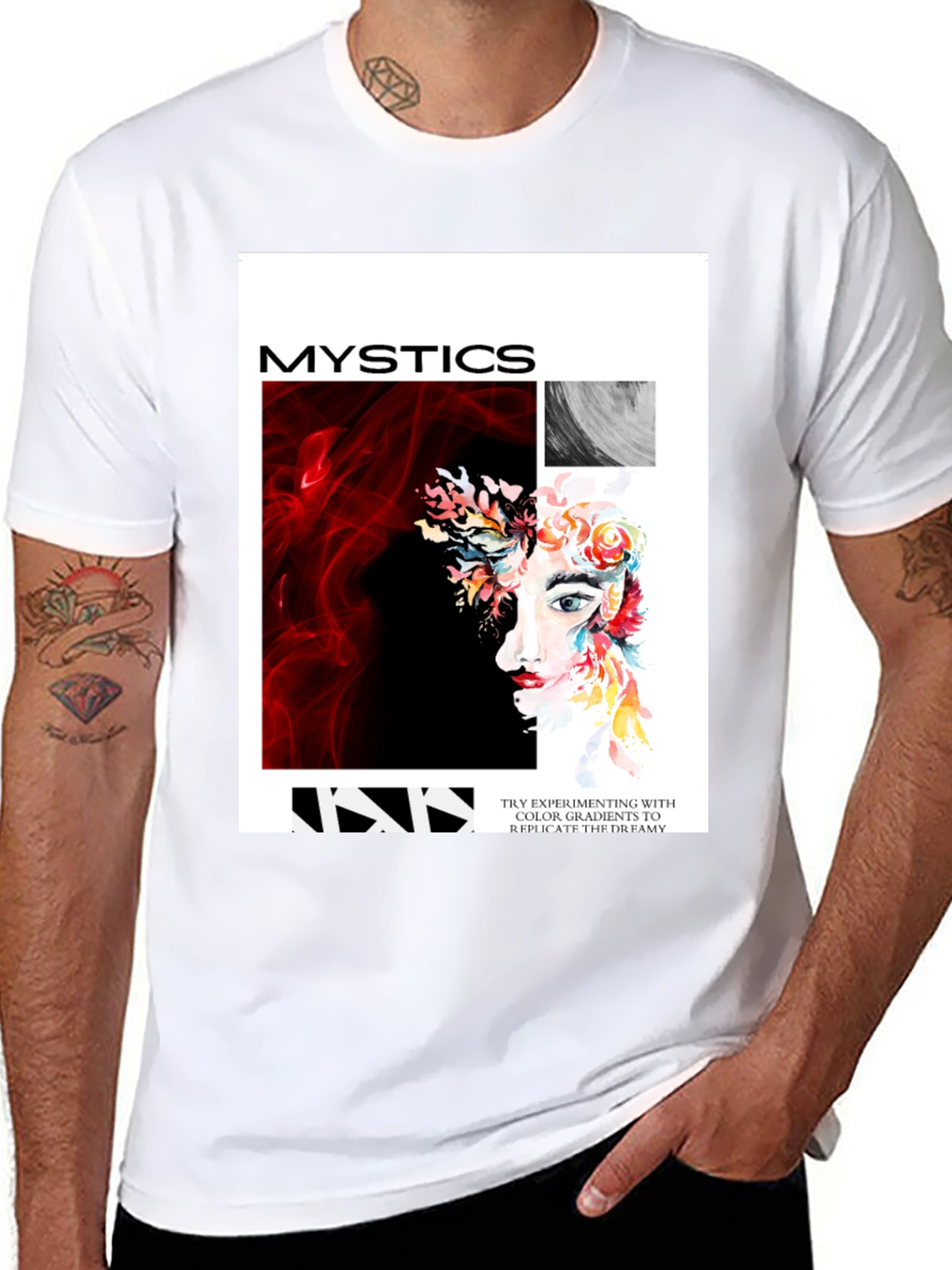 Black Mystics Graphic Print Tee - Unisex Black T-Shirt view 8