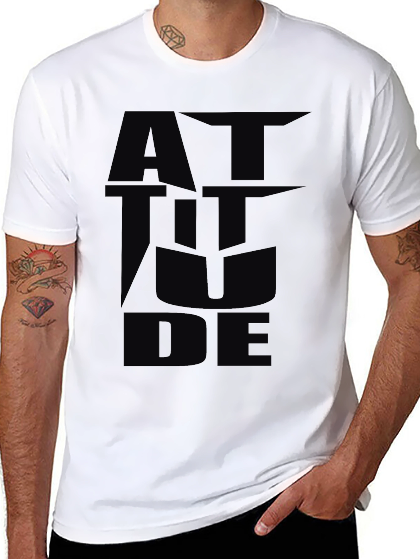Black Attitude Graphic Black T-Shirt view 8