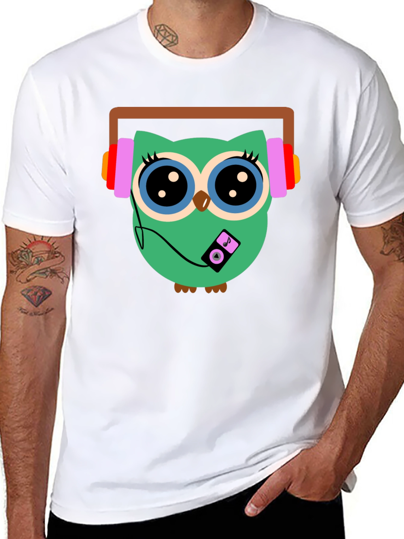 Black Owl Graphic T-Shirt - Music Lover Tee view 8