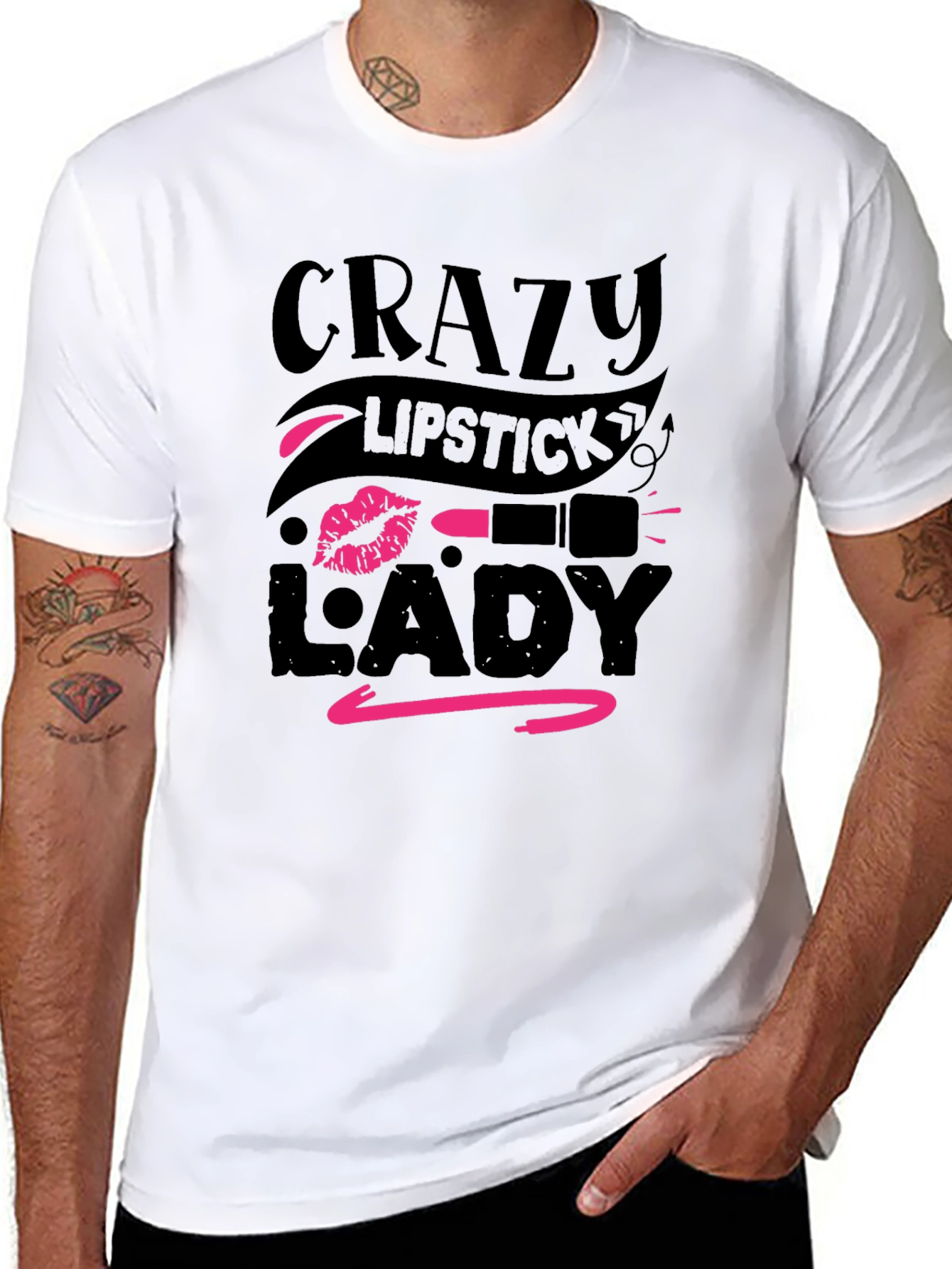 Black Crazy Lipstick Lady Graphic Tee - Black view 8