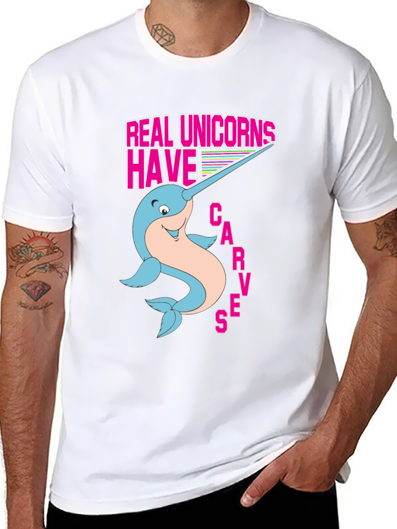 Black Real Unicorns Narwhal T-Shirt view 8