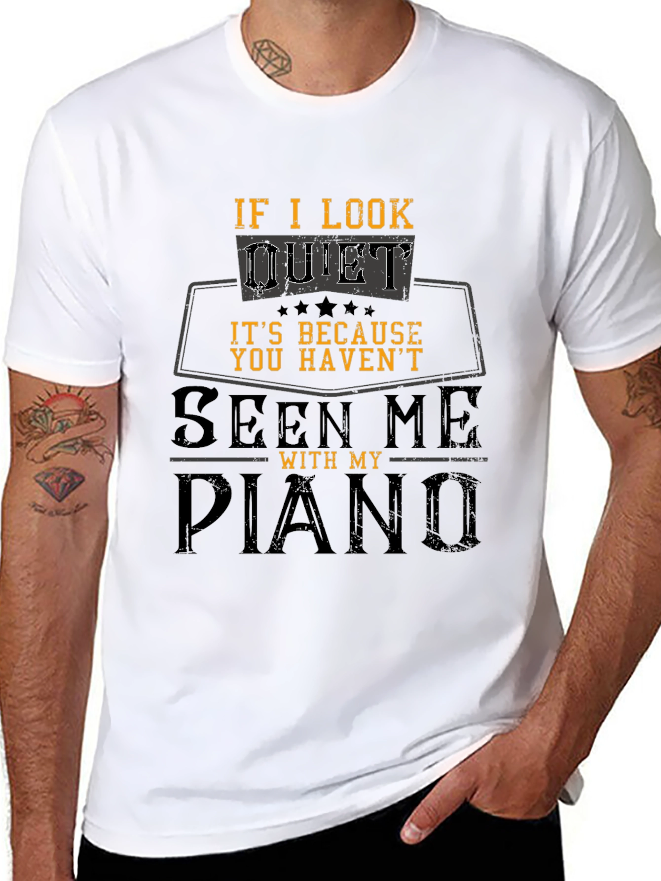 Black Piano Player Funny T-Shirt view 8