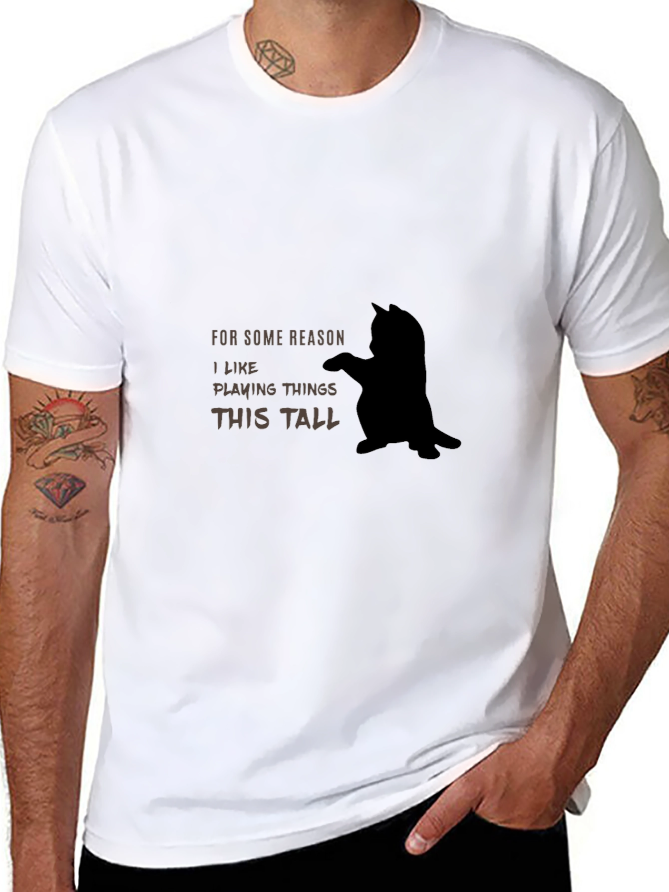 Black Funny Cat T-Shirt - I Like Playing Things This Tall view 8