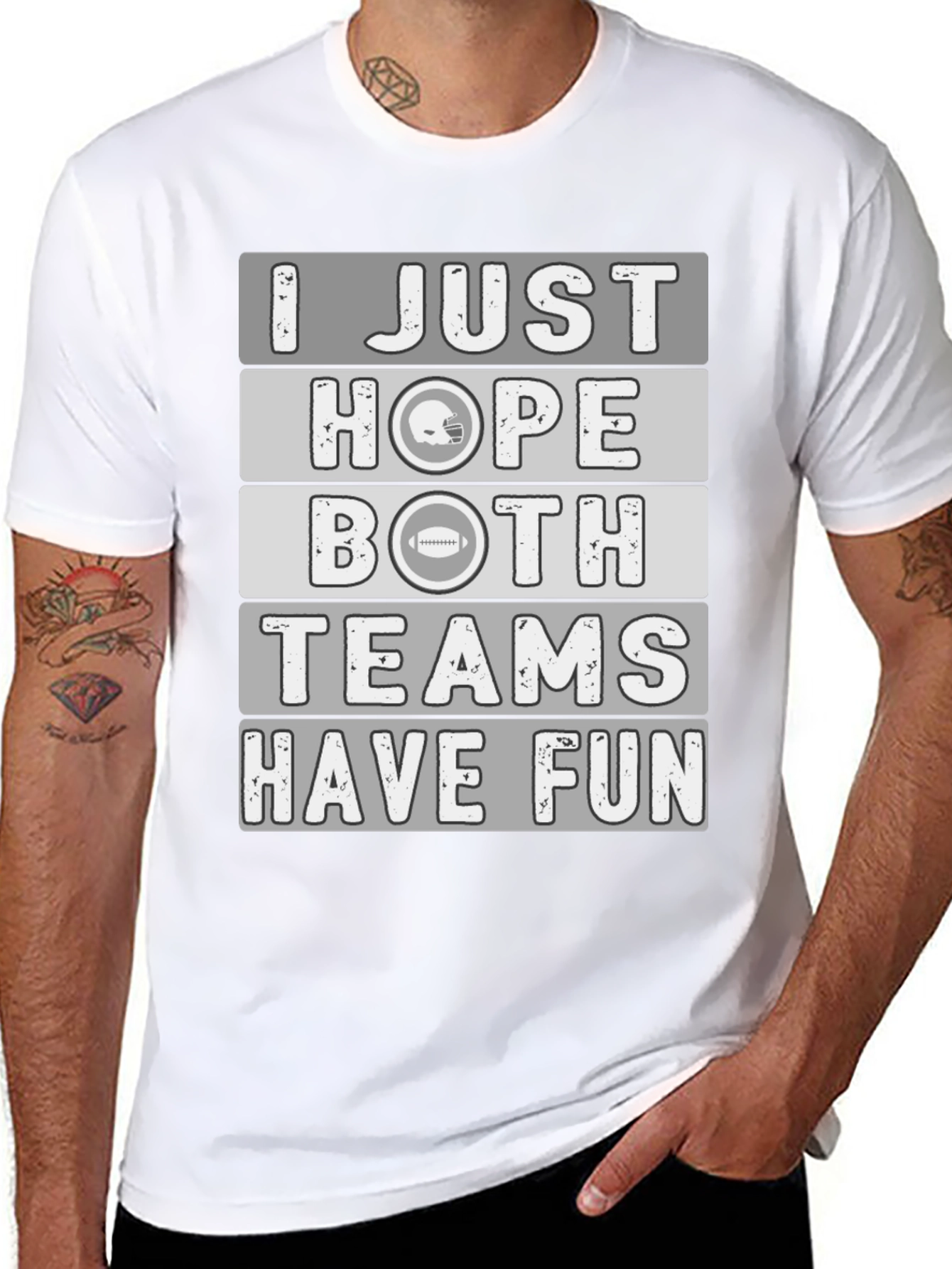 Black Funny Football T-Shirt: I Just Hope Both Teams Have Fun! view 8