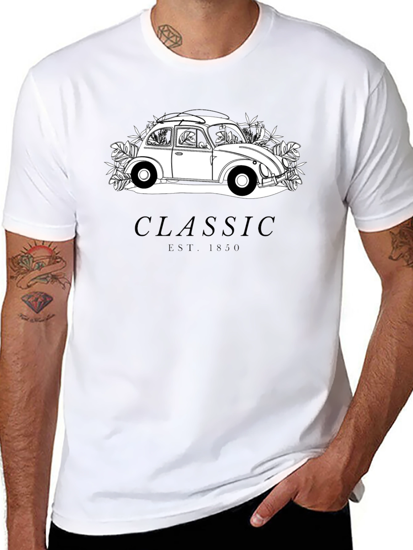 Black Classic Car Graphic T-Shirt - Black view 8