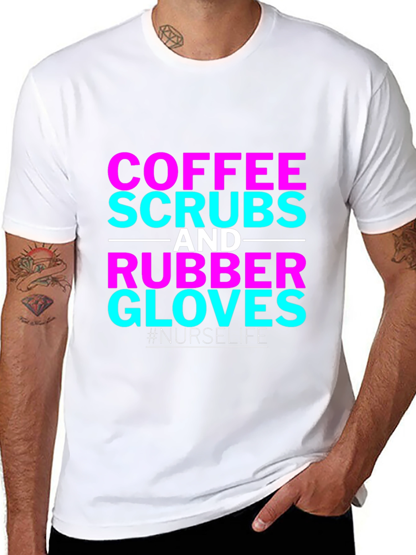 Black Coffee Scrubs and Rubber Gloves Nurse T-Shirt view 8