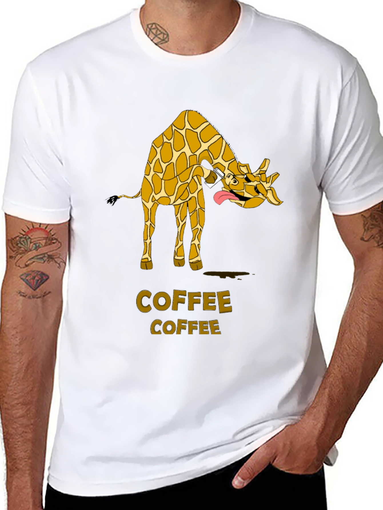 Black Giraffe Coffee Lover T-Shirt view 8