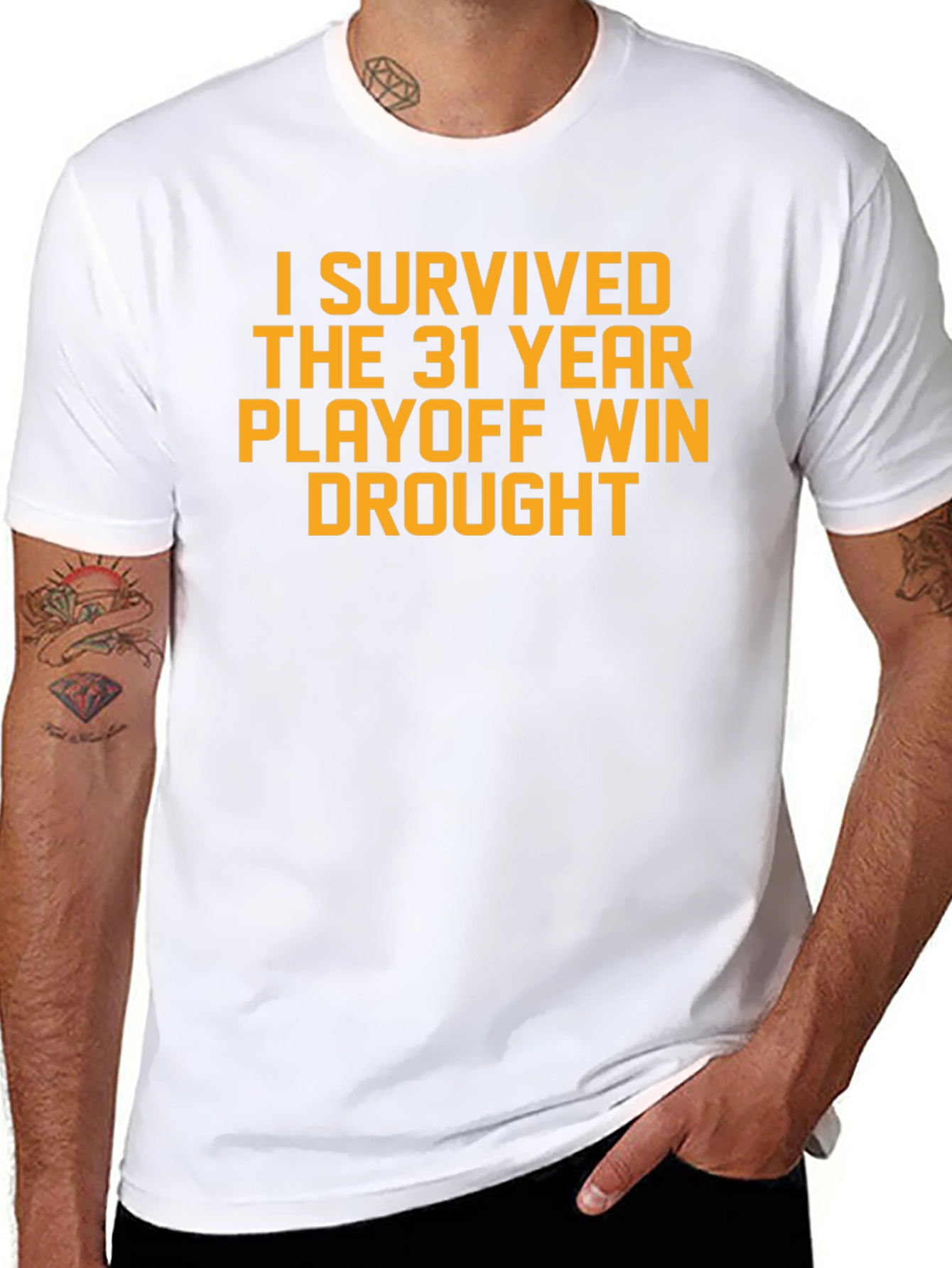 Black I Survived the Playoff Win Drought T-Shirt view 8