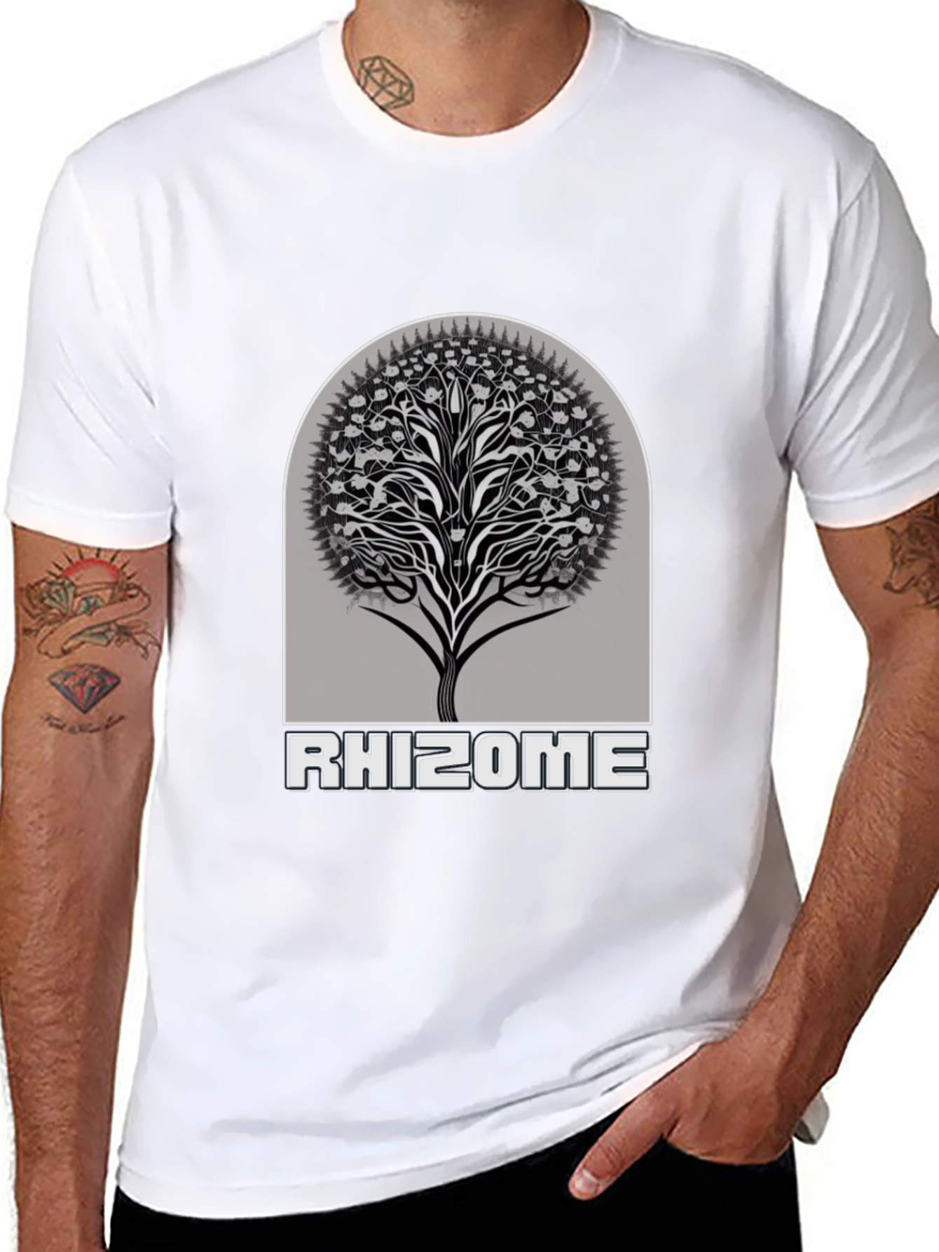 Black Rhizome Tree Graphic T-Shirt - Stylish & Unique view 8