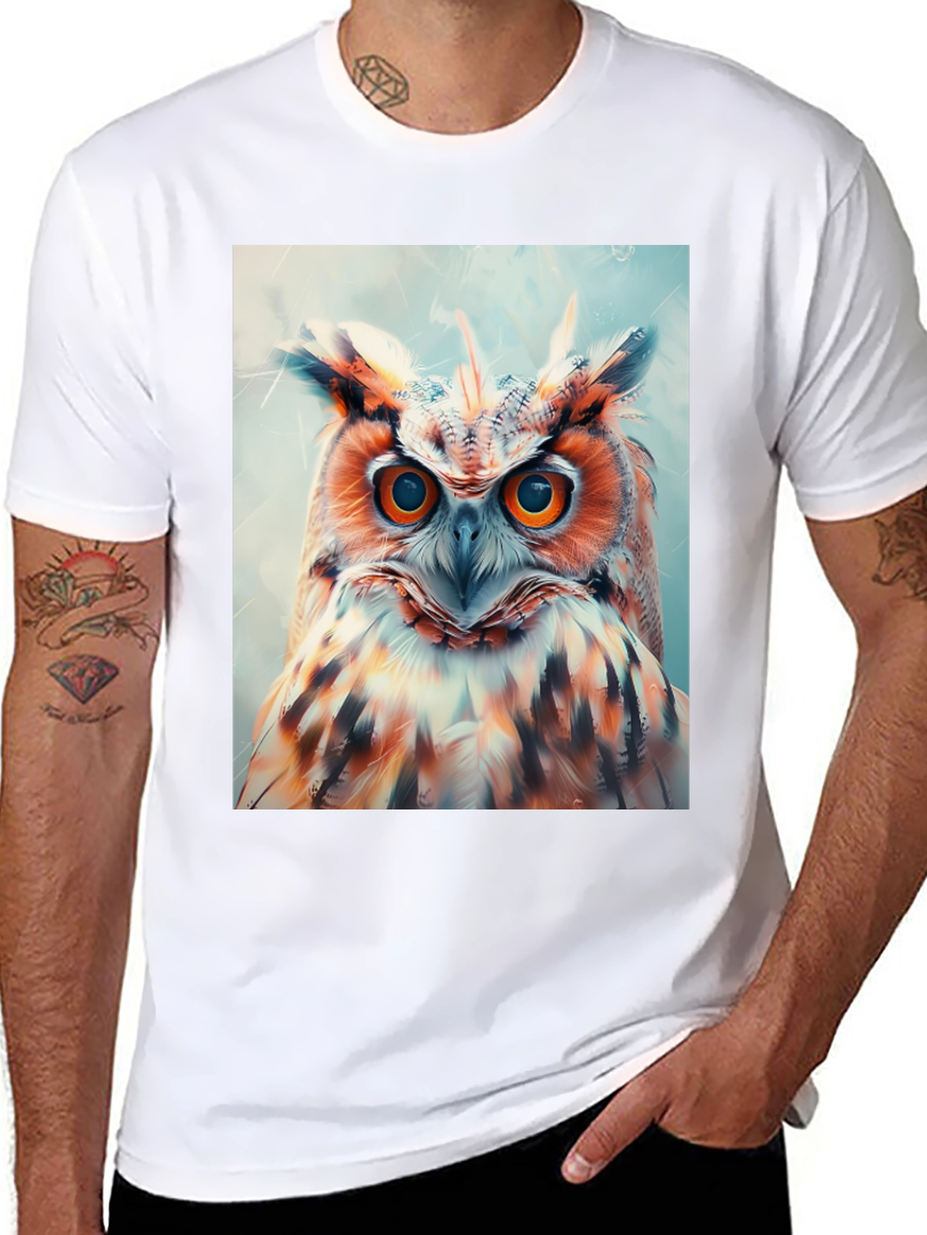 Black Owl Graphic Print Tee view 8