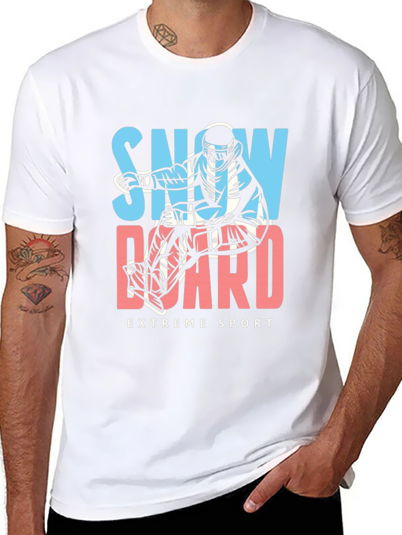Black Snowboard Extreme Sport Graphic Tee view 8