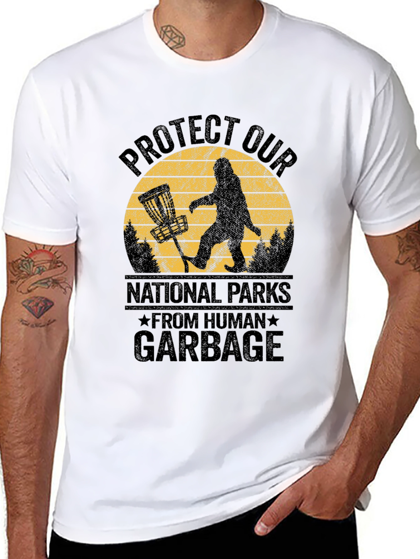 Black Protect Parks T-Shirt - Bigfoot Design view 8