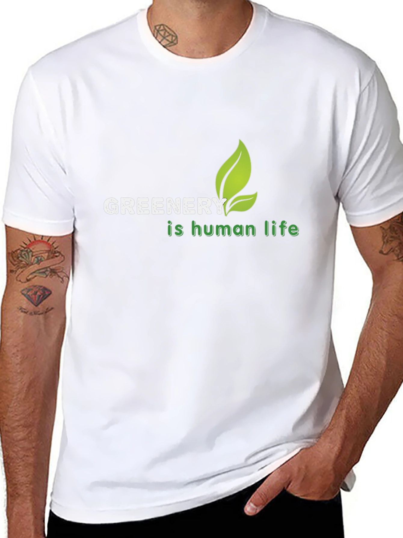 Black Greenery is Human Life T-Shirt view 8