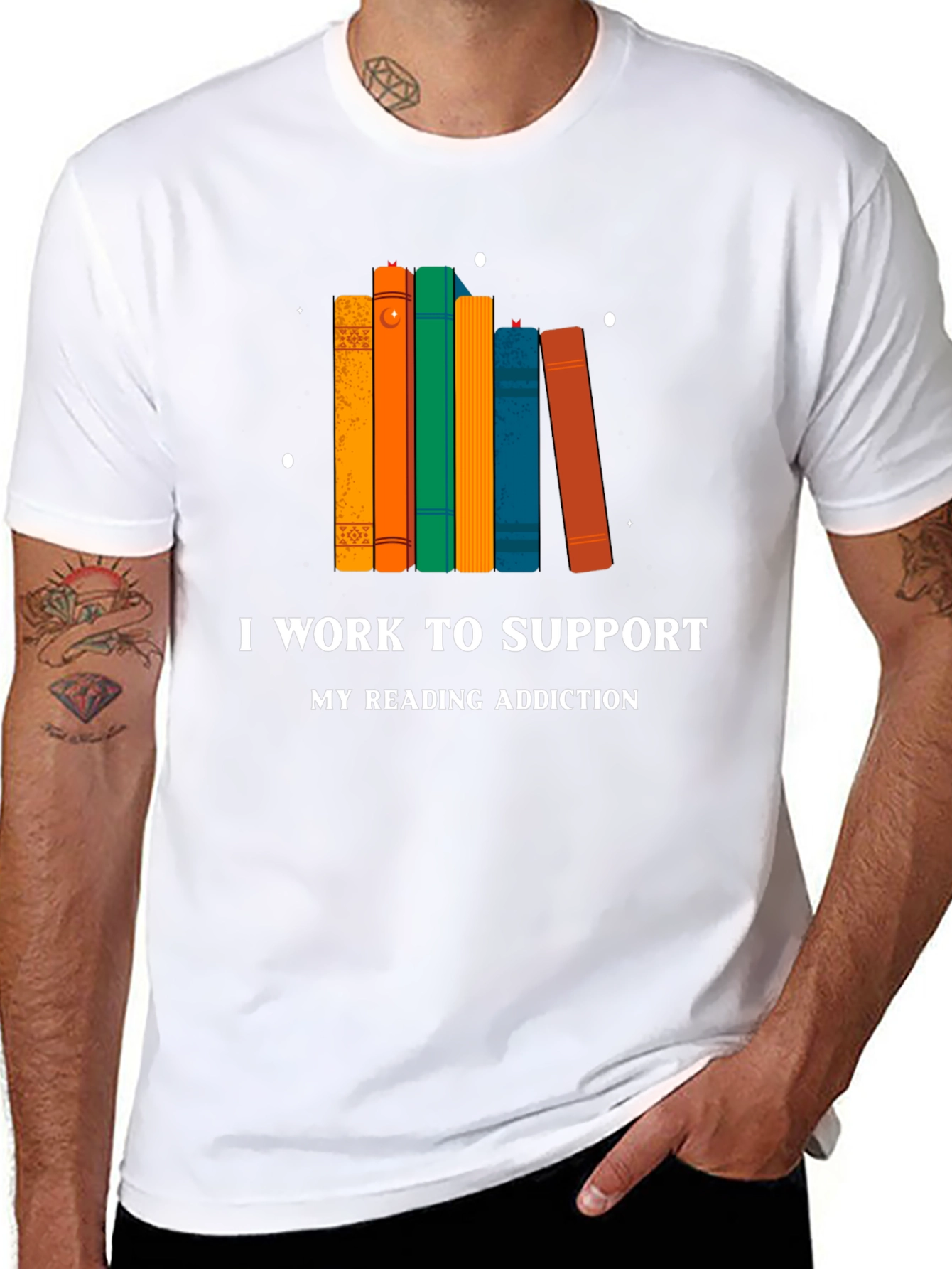 Black Reading Addiction T-Shirt - Black view 8