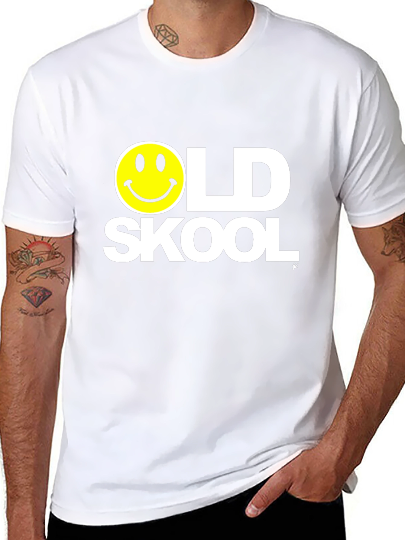 Black Old Skool Smiley Face Black T-Shirt view 8