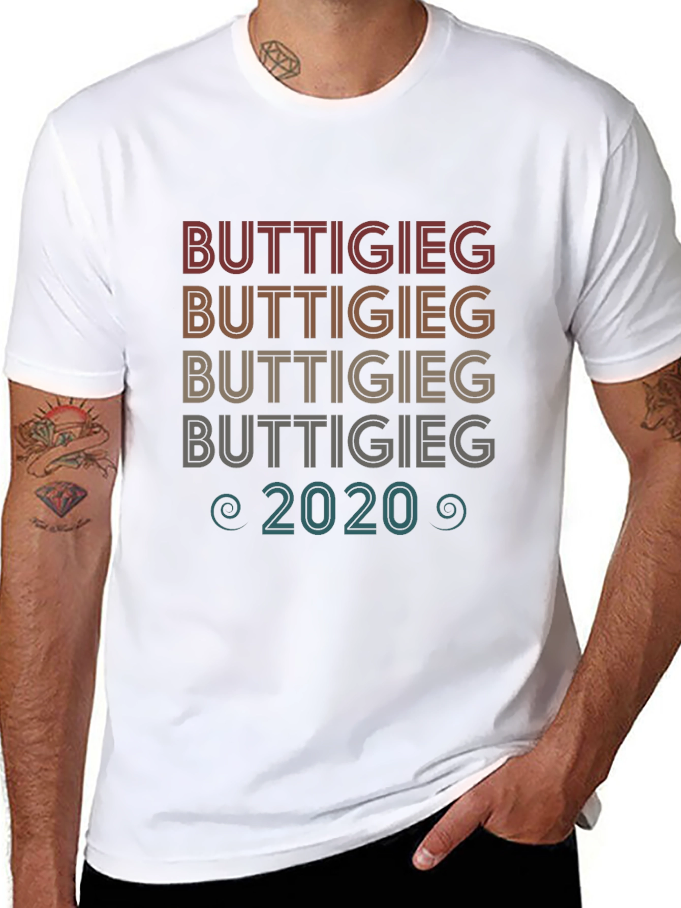Black Buttigieg 2020 Retro Style T-Shirt view 8