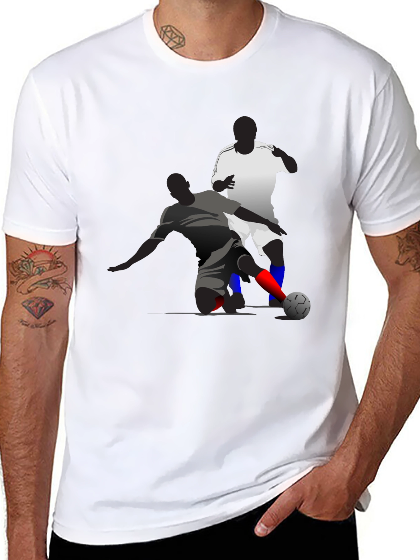Black Soccer Graphic Tee - Black Cotton Blend T-Shirt view 8