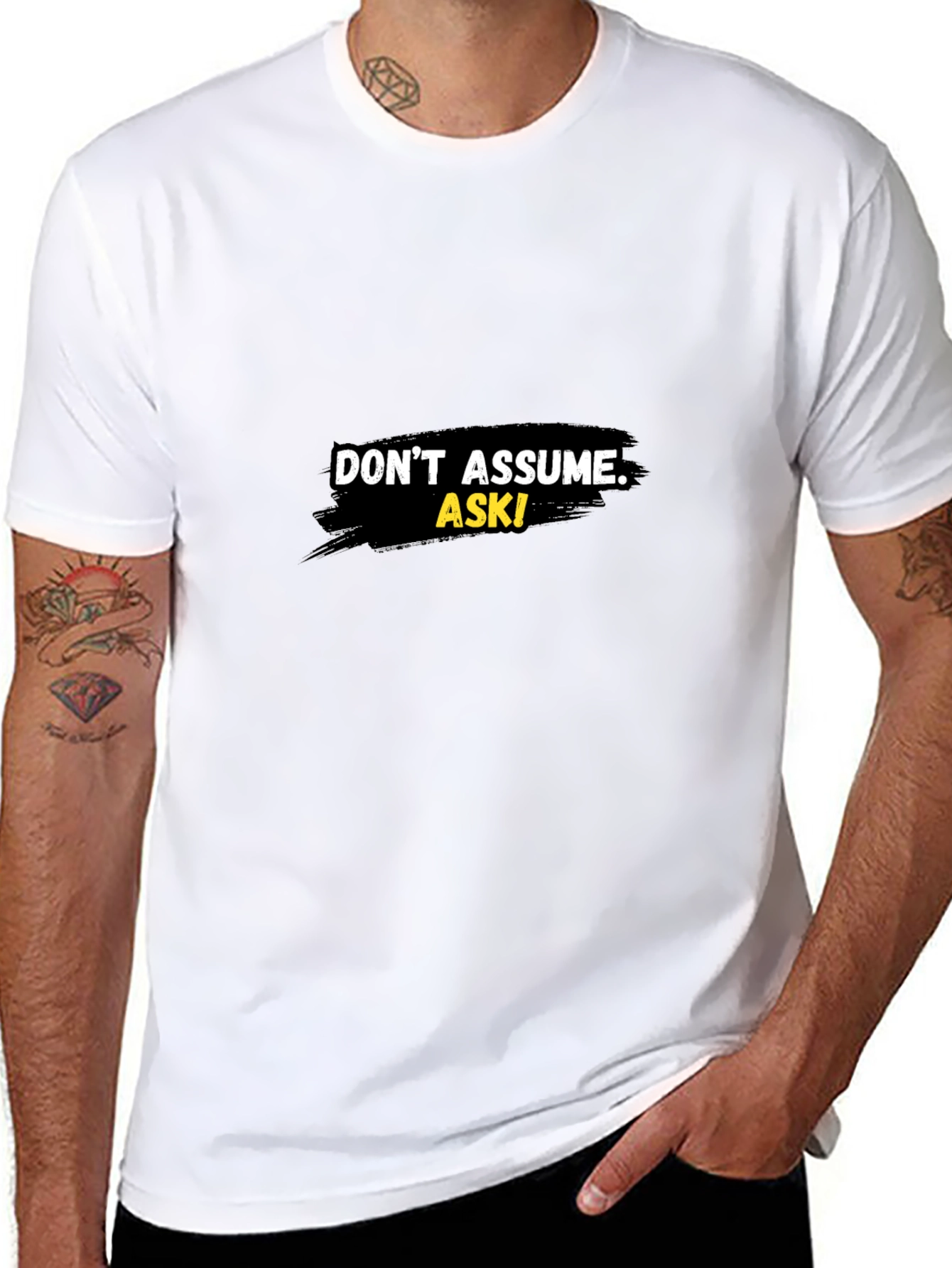 Black Don't Assume Ask! Graphic Black T-Shirt view 8